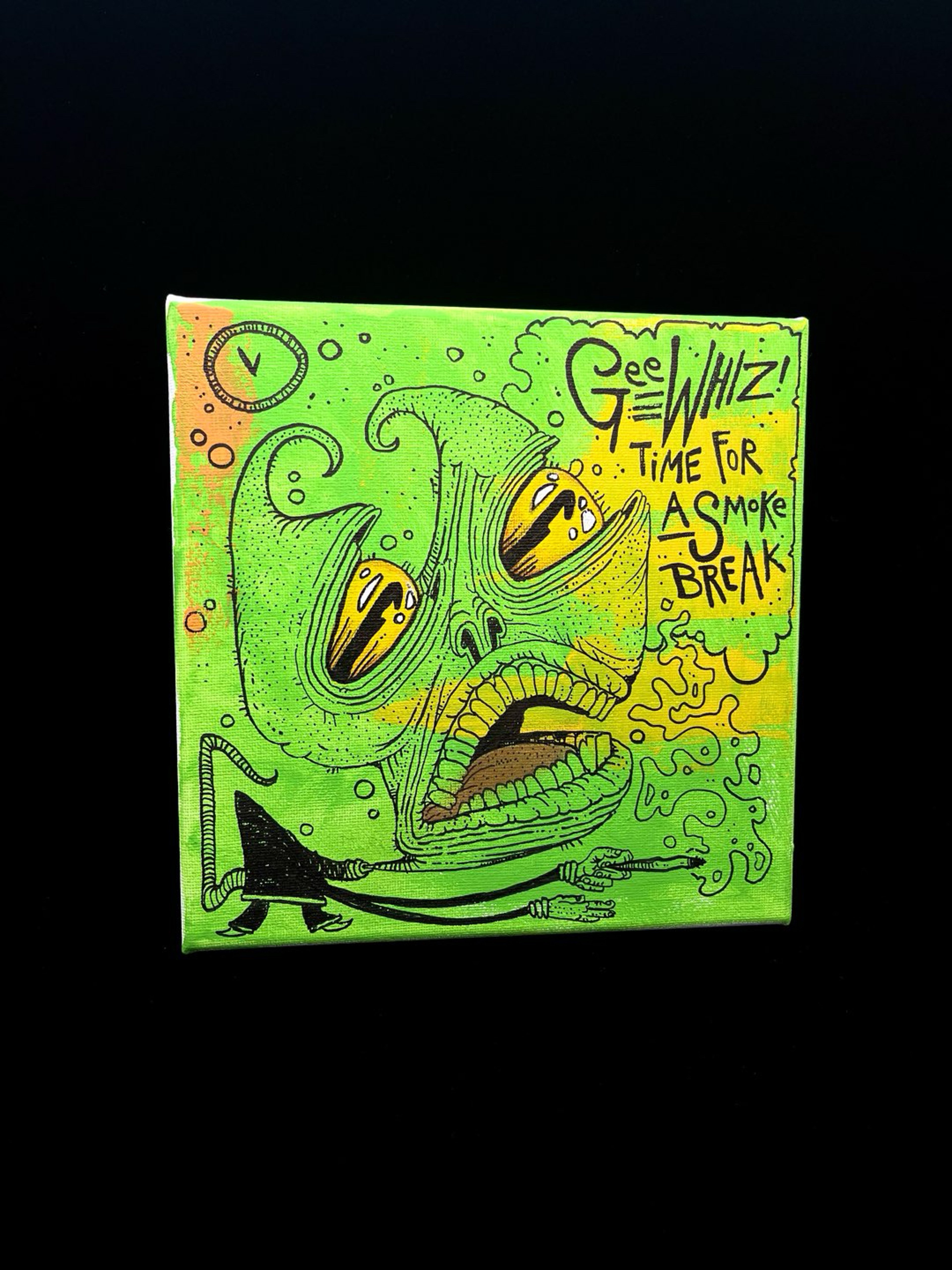 Preview pic of 8x8 “Smoke Break” Original Canvas by Orrin Taylor Art