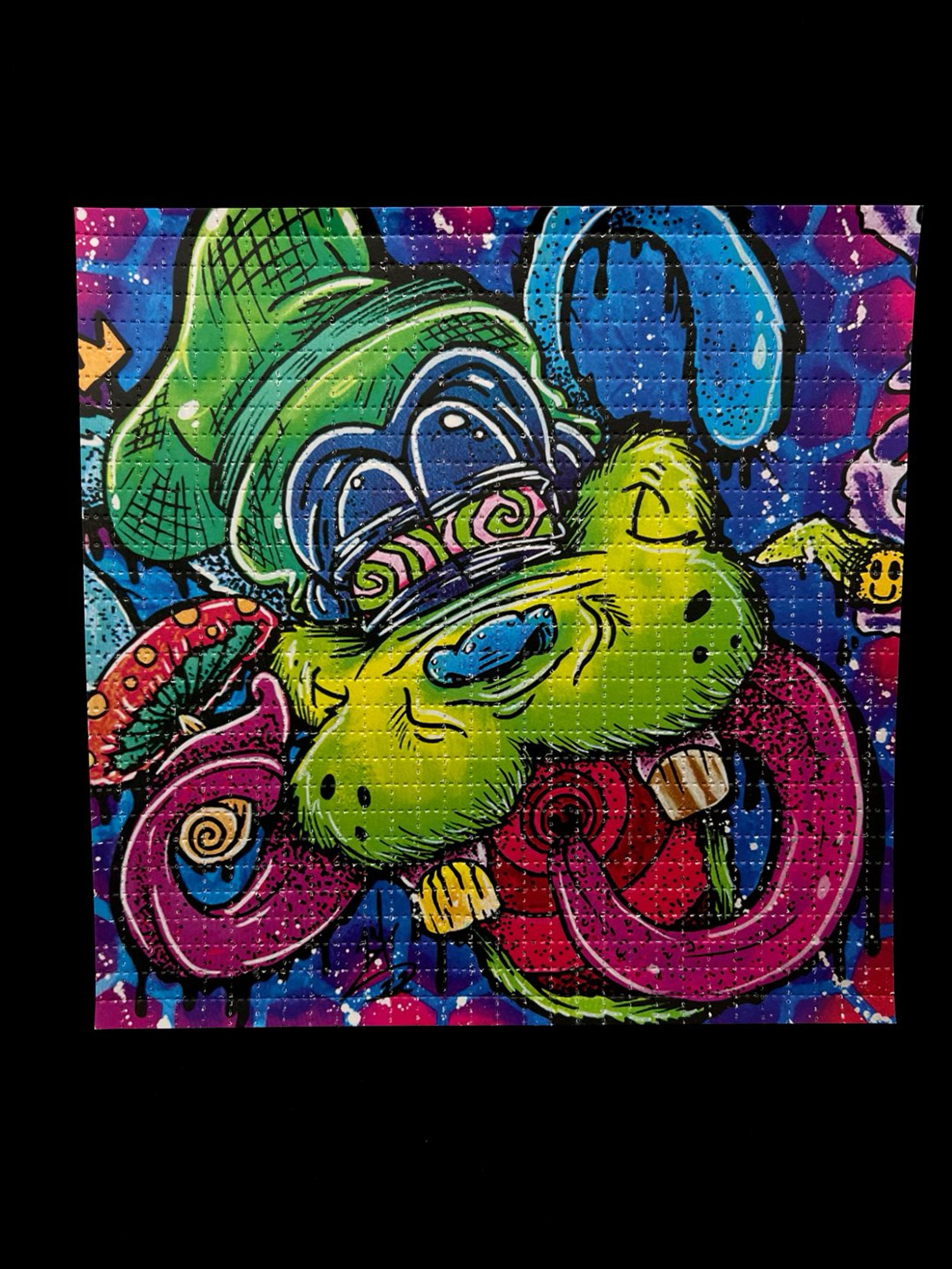 Preview pic of 7.5x7.5 Limited Edition “Goofy Boots” Blotter Art by Jay Sween x Zane Kesey