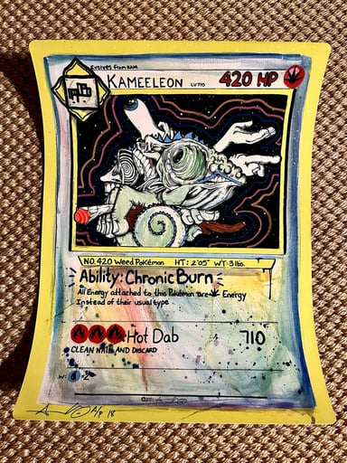 Preview pic of 12x16 Embellished “Kameleon” Watercolor Print by Abrooksart (Aaron Brooks)