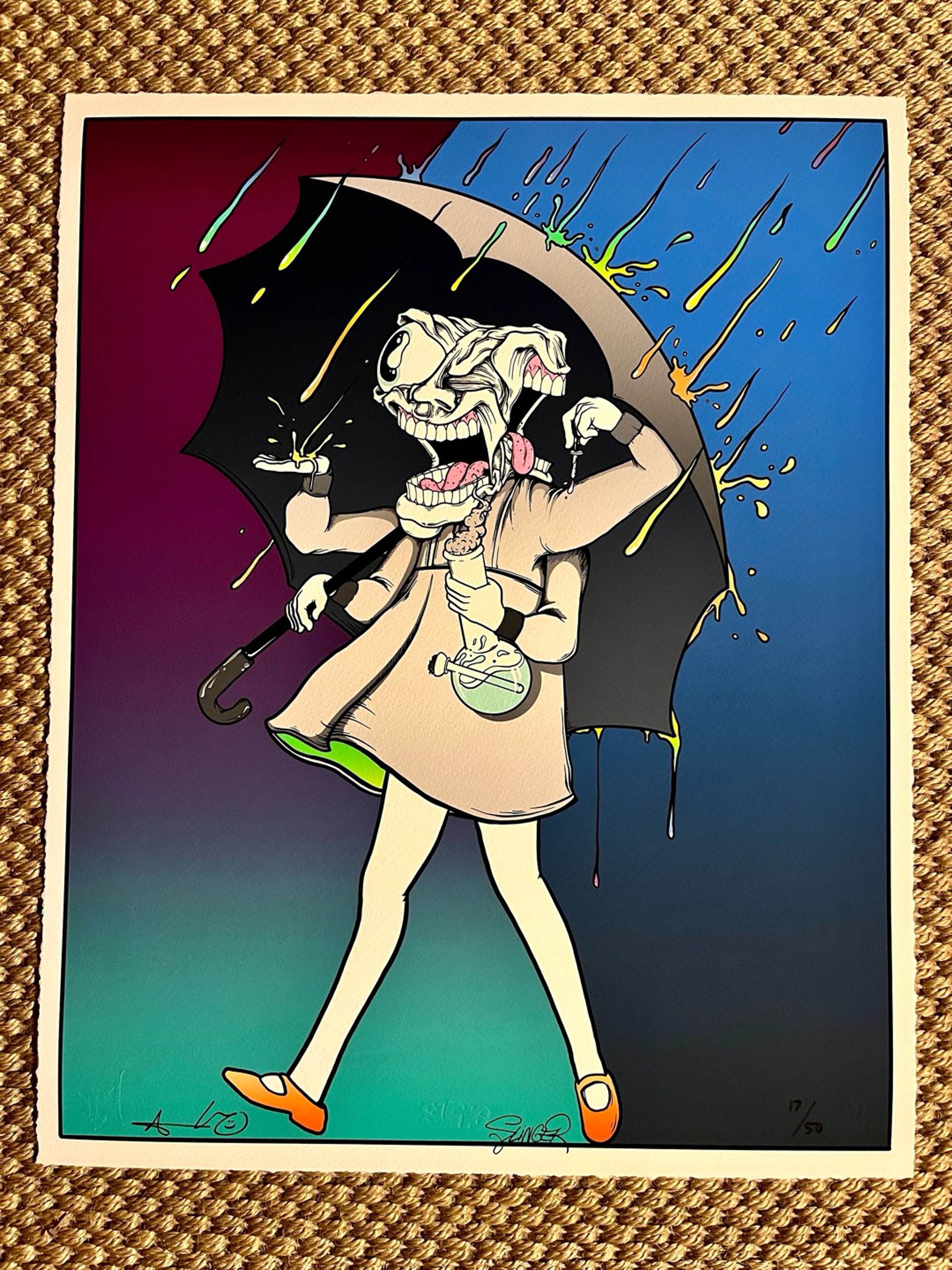 Preview pic of 16x20 le50 “Rainbow Variant Assault Girl” Collab Print by Abrooks x Slinger