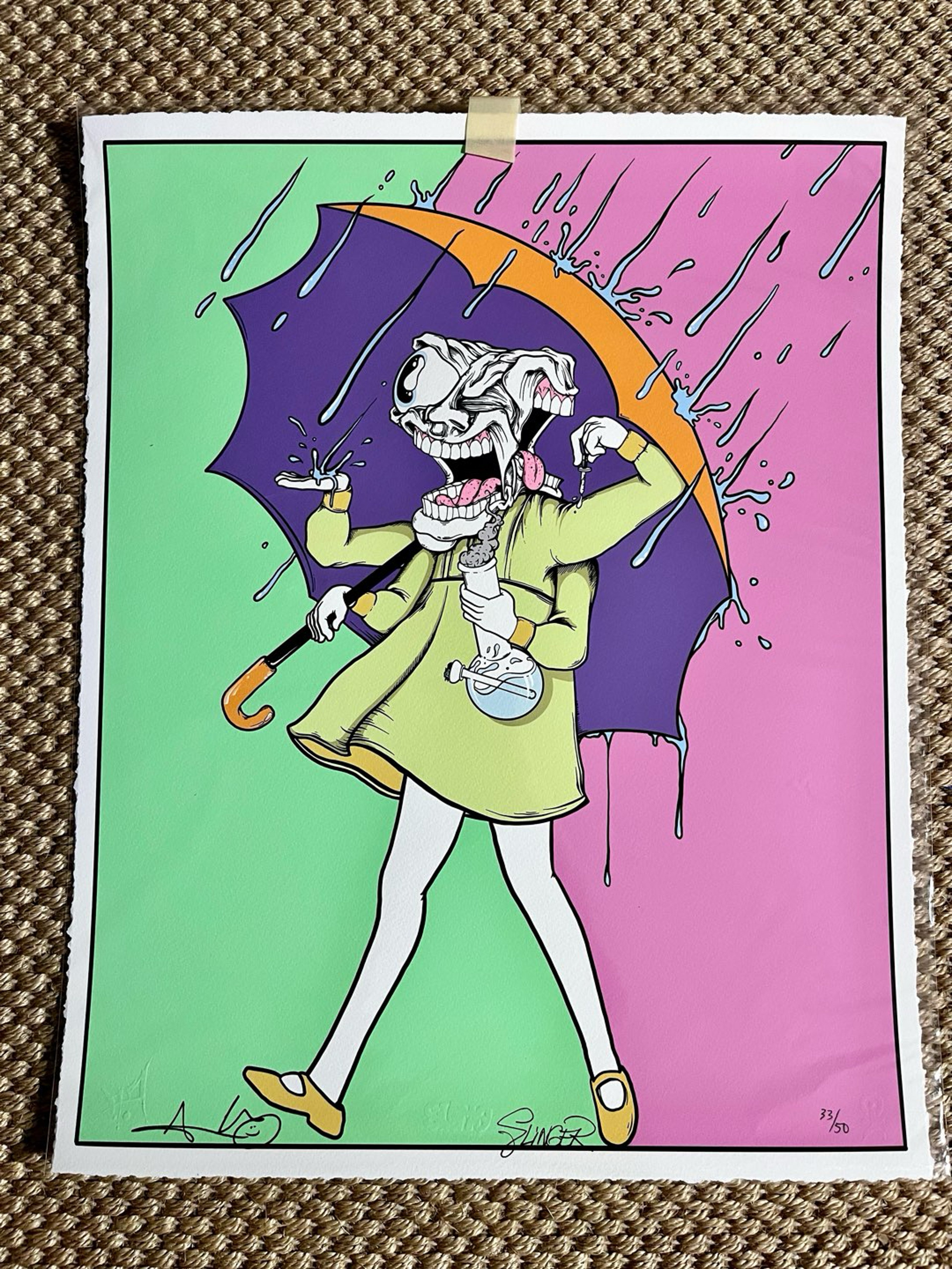 Preview pic of 16x20 le50 “Green/Pink Assault Girl Collab” Print by Abrooks x Slinger