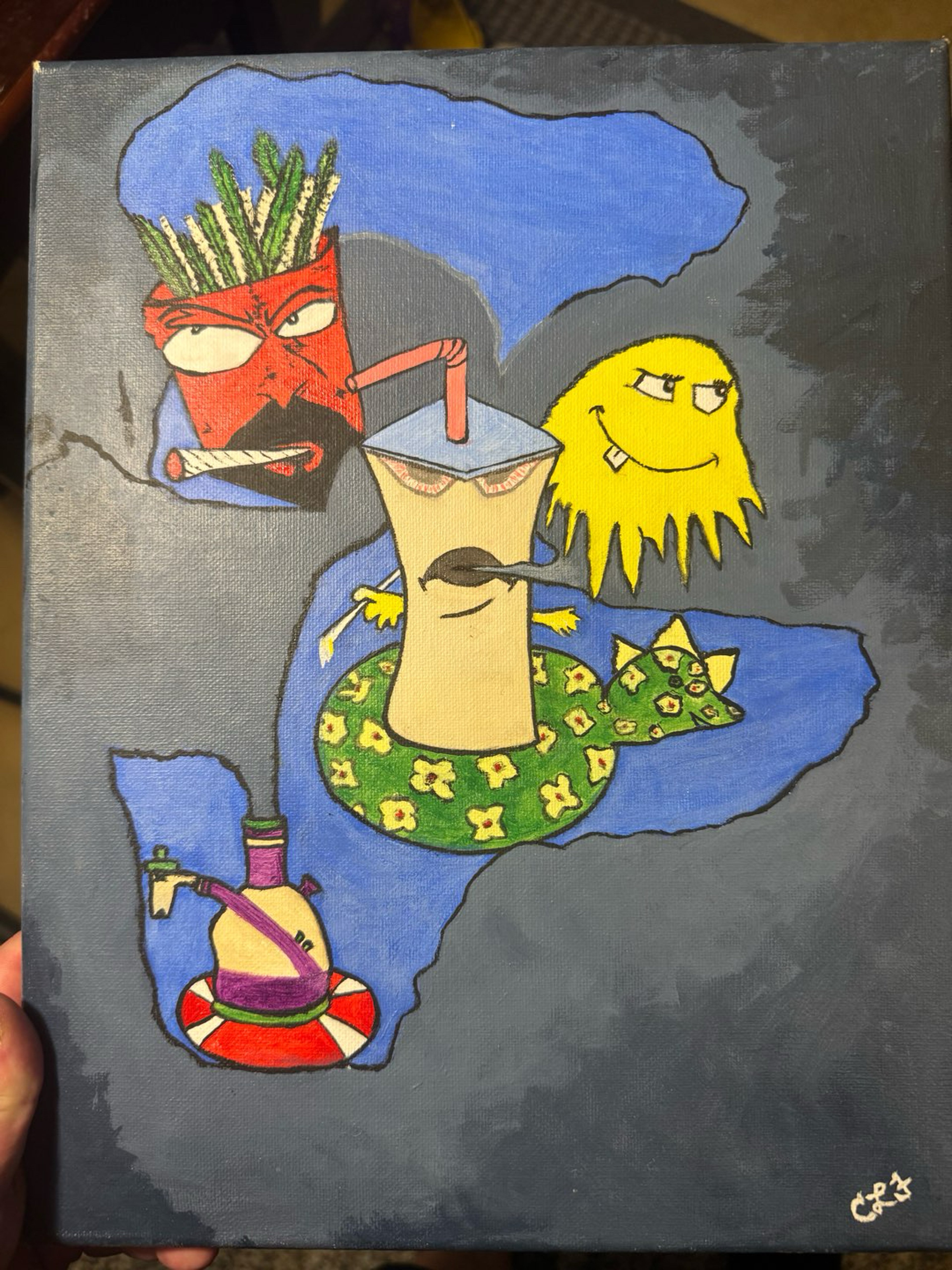 Preview pic of Aqua Teen Hunger Force Painting! 12x18! Trusted Seller! Same Day Shipping!