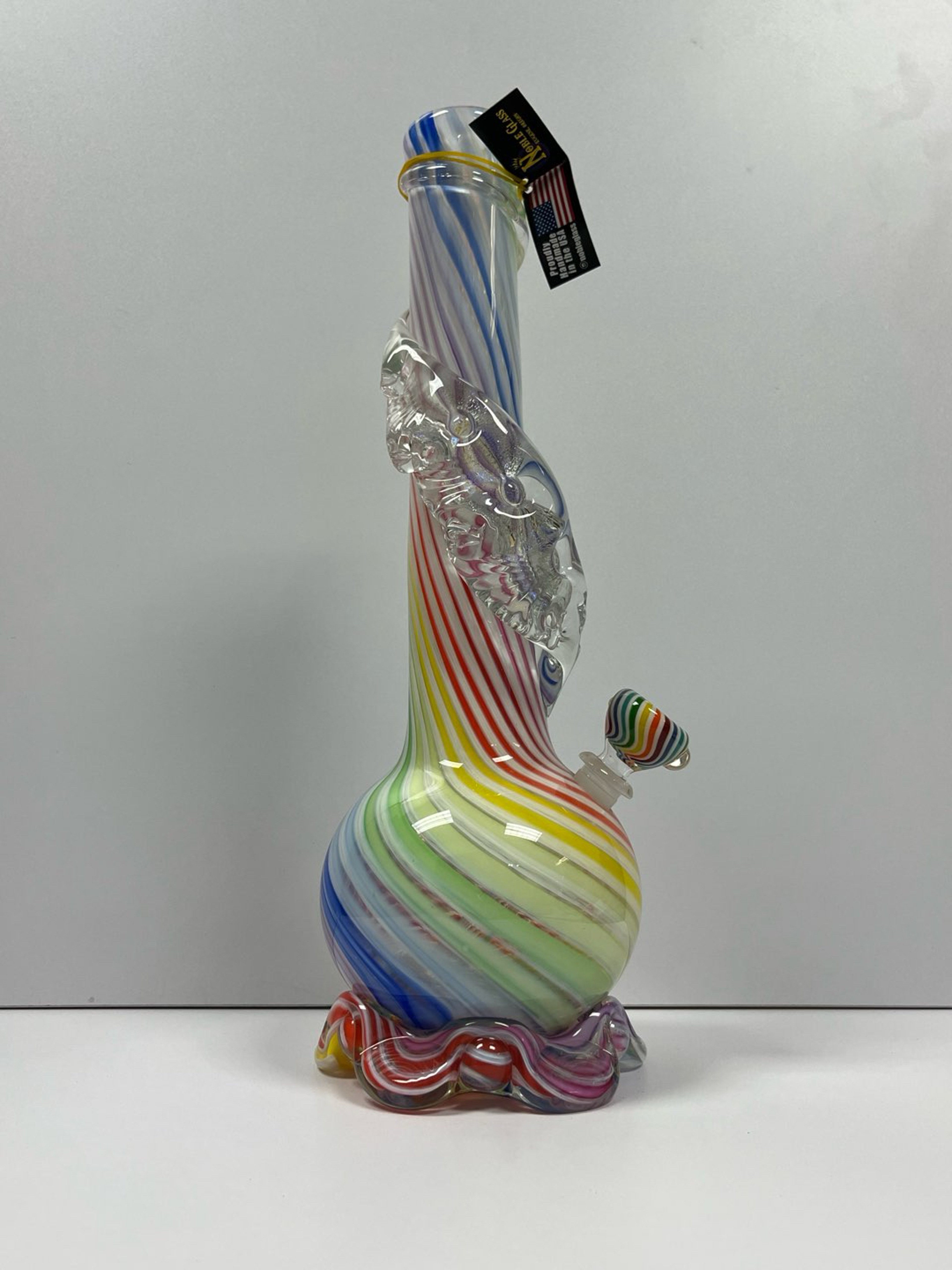 Preview pic of Noble Glass rainbow twist tube, soft glass, heavy