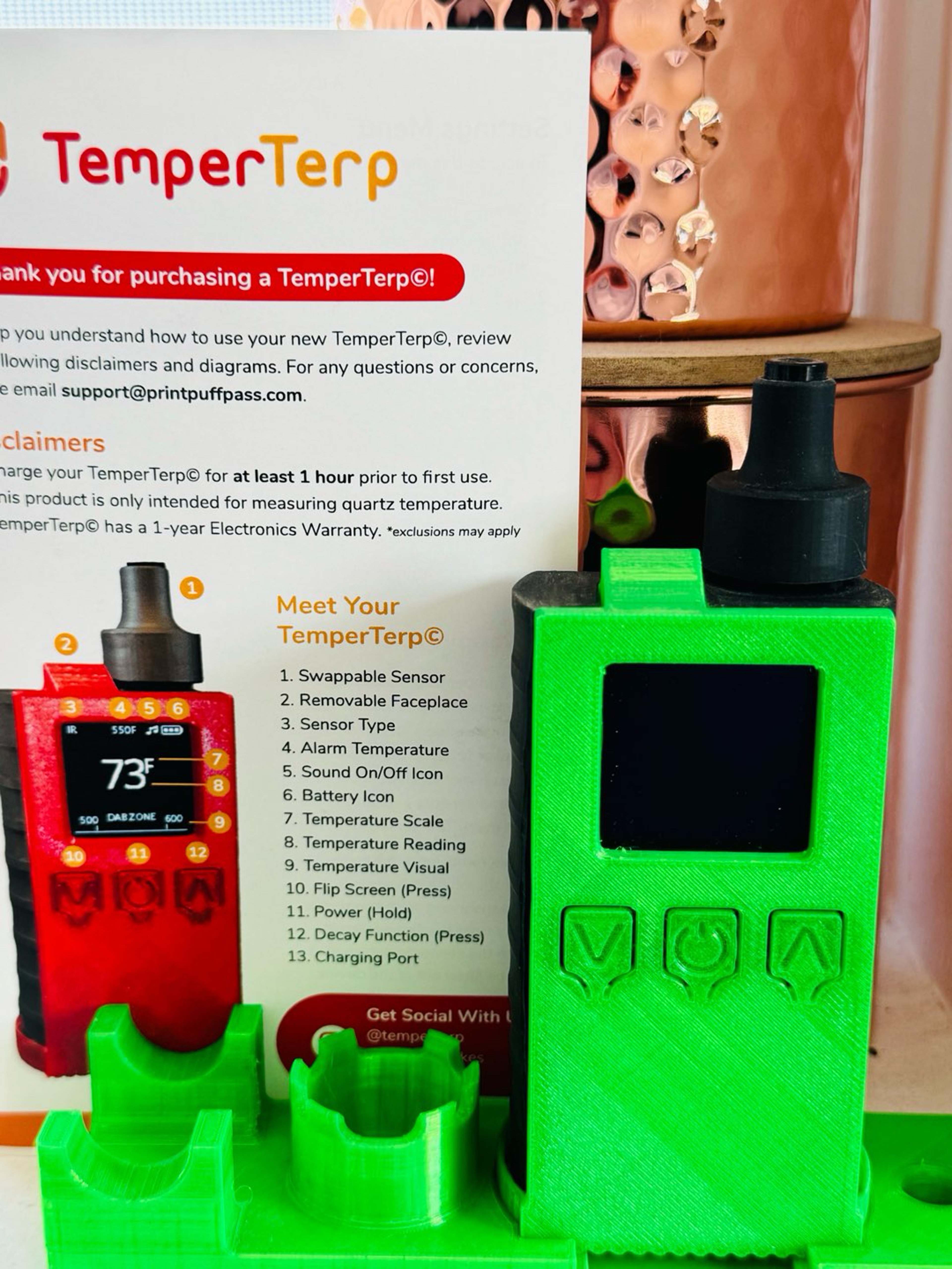 Preview pic of 🔥Temper terp infrared measurements for quartz timer alarm set function