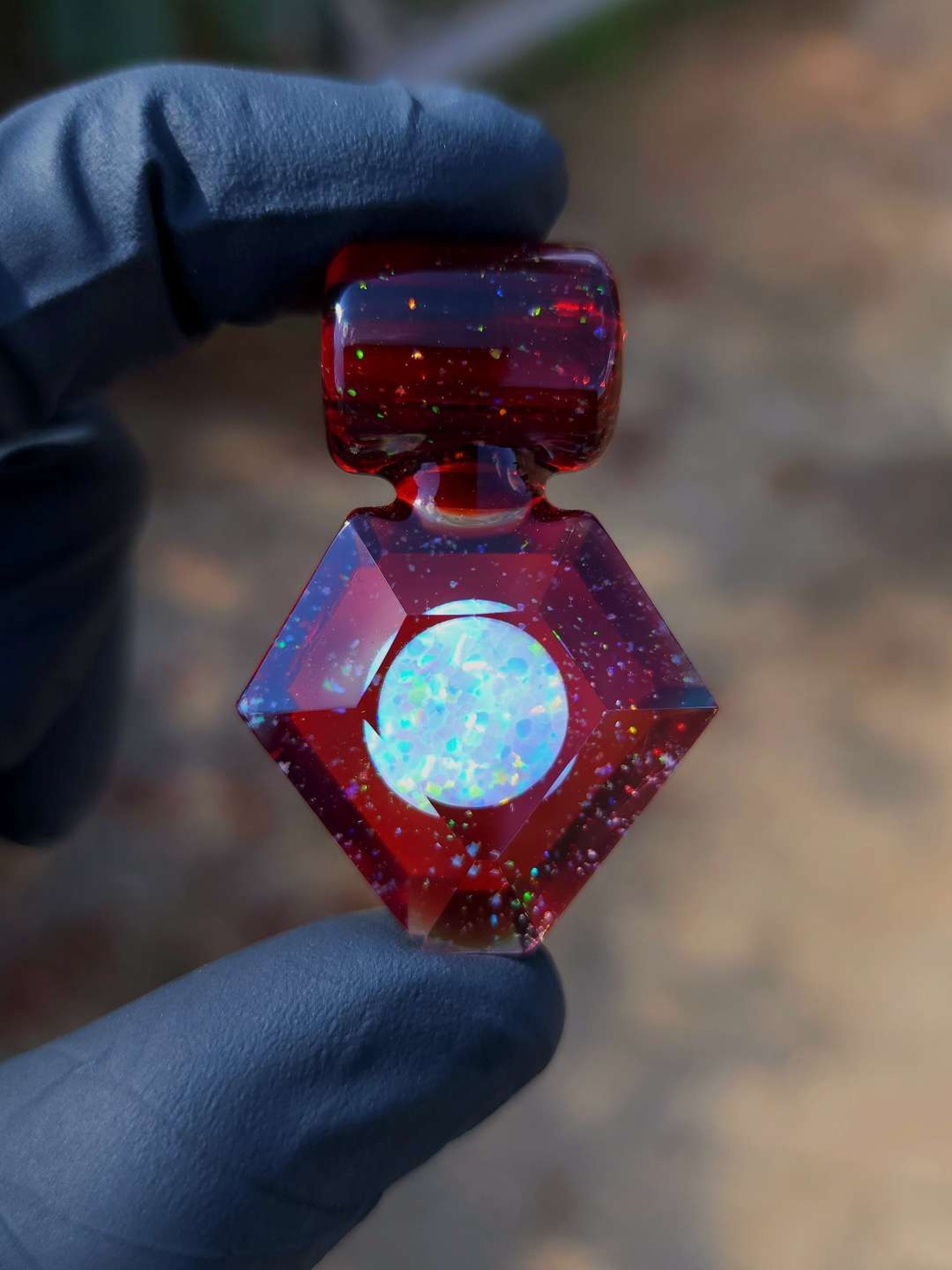 Preview pic of Pomegranate x Cropal Faceted Gem Pendant with 12mm Coin