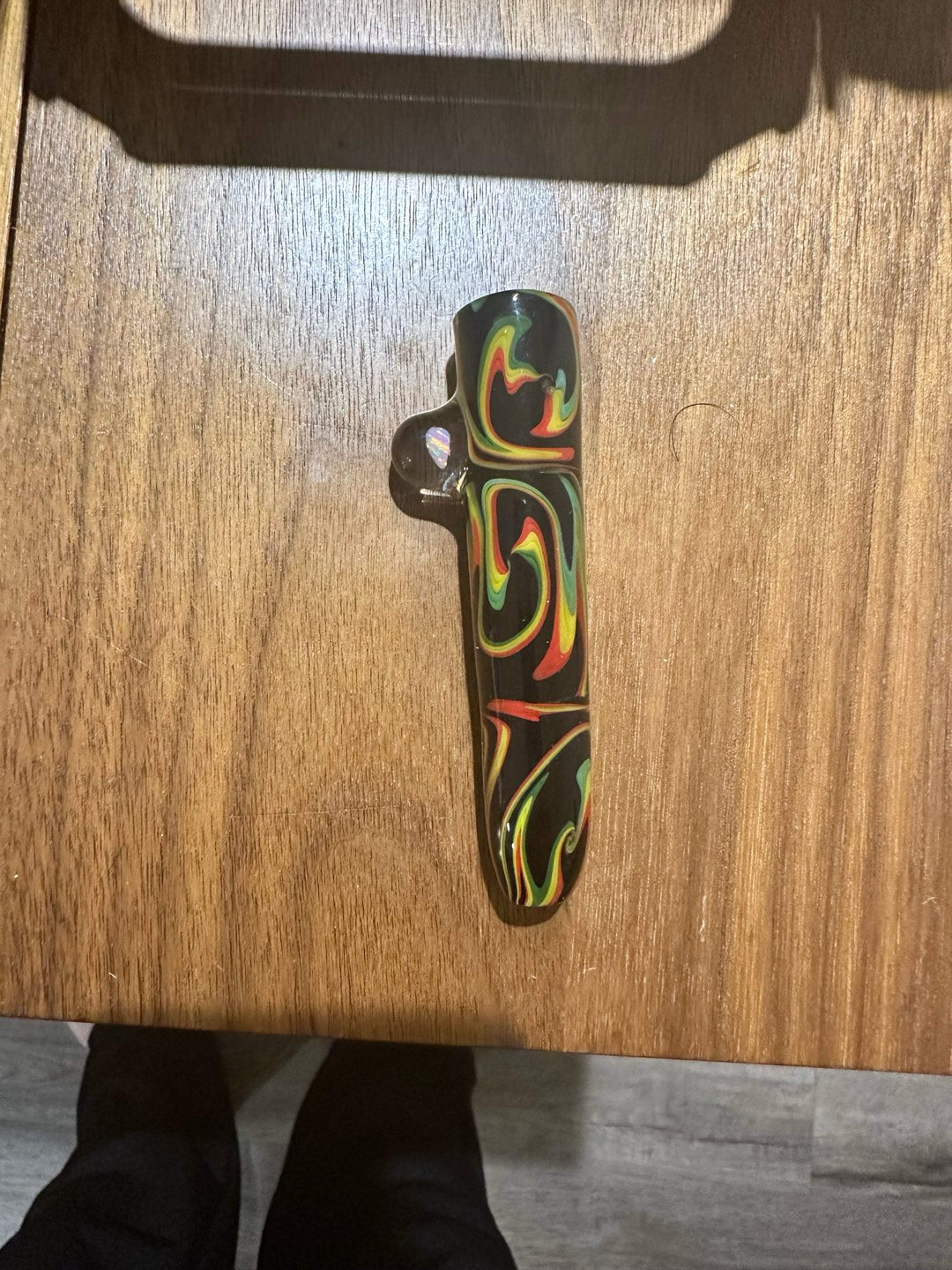 Preview pic of DZ Glass Rasta Chillum with Opal Unused