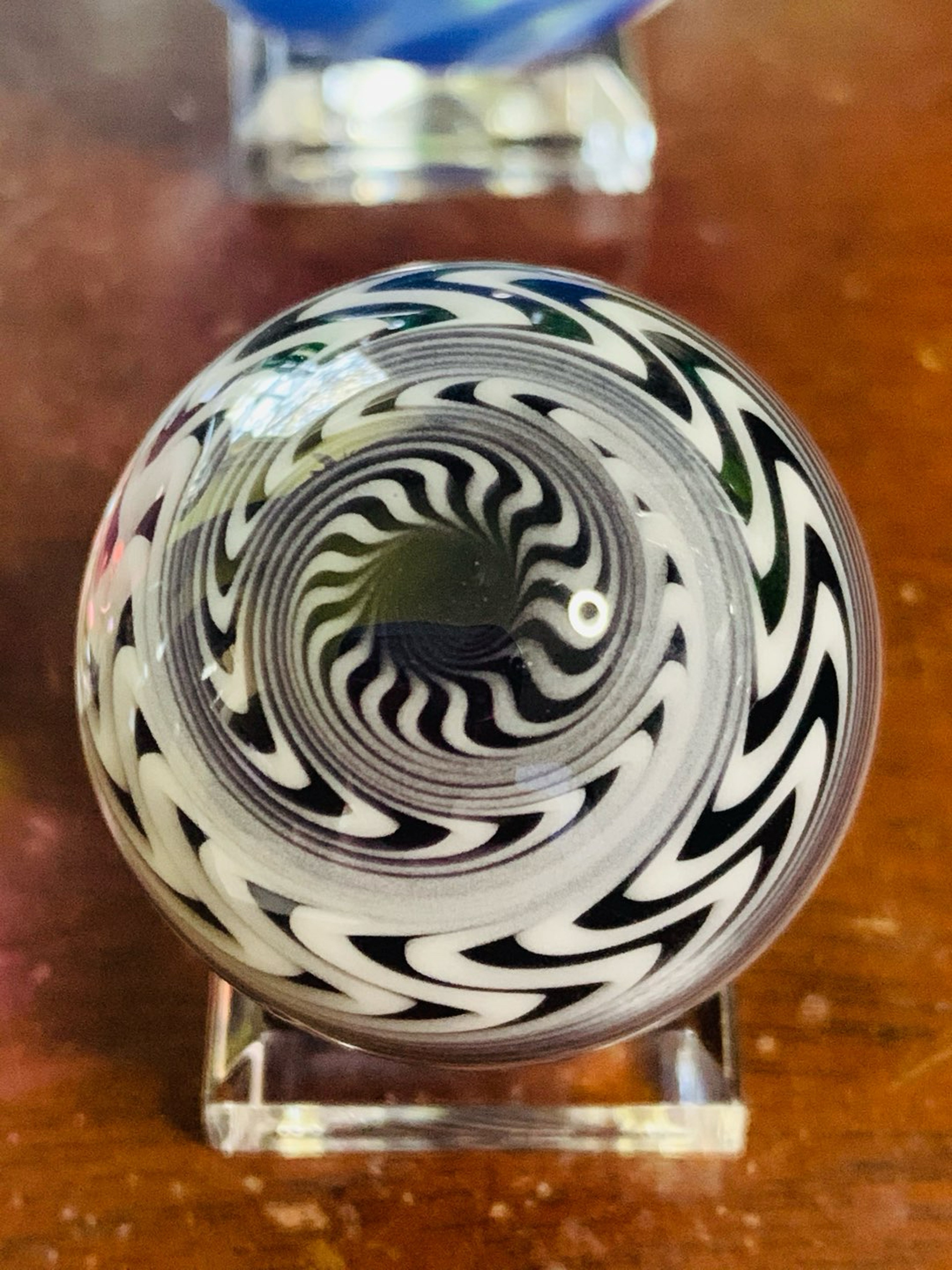 Preview pic of Chris Fritt 1.20" Heady Glass Marble / Cap. Signed Micro Marble Included