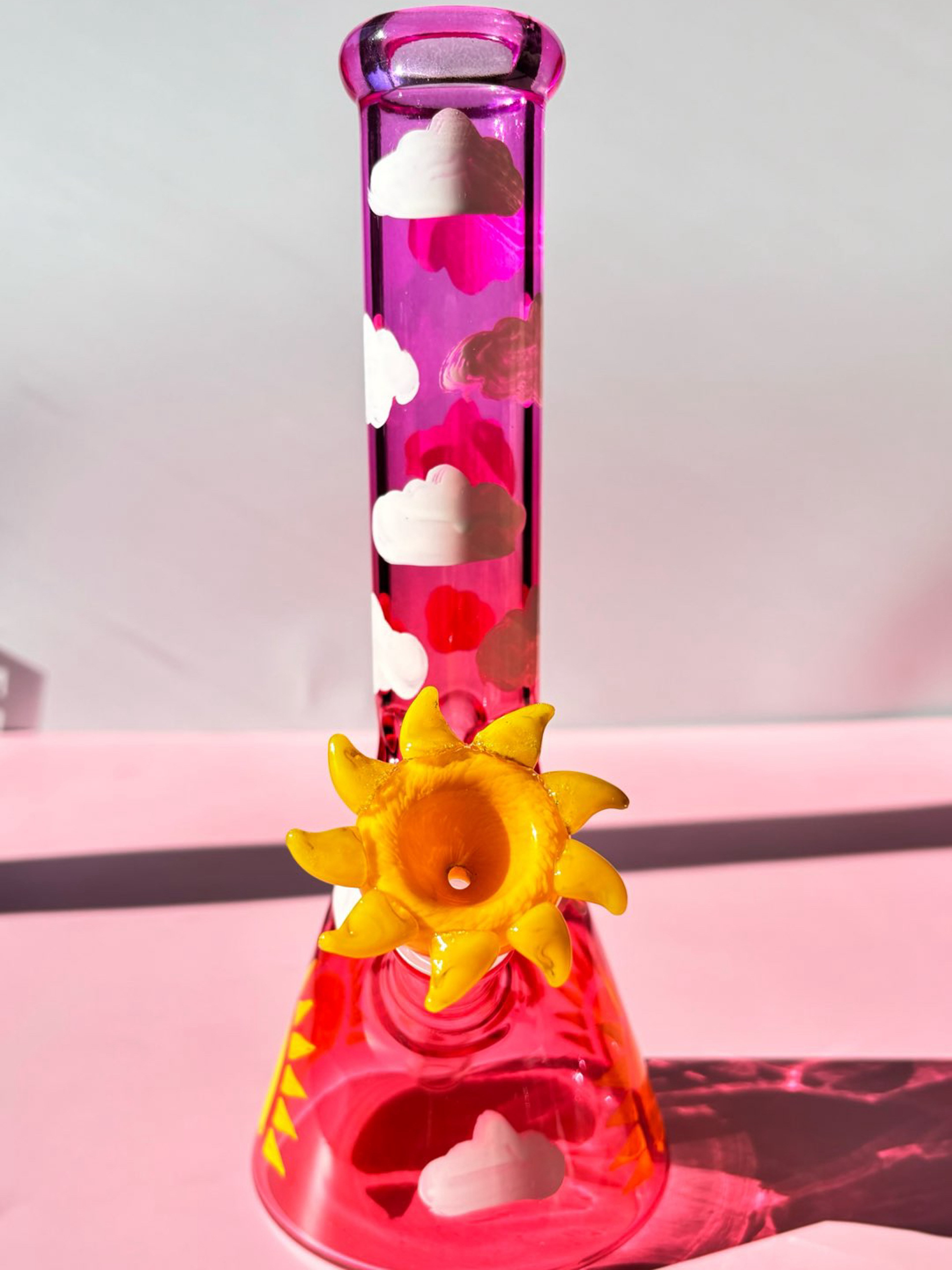 Hand painted sun bong with clouds image 0