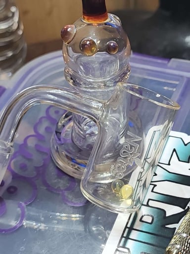 Preview pic of NasteeGlass Bucket Banger with Beer Glass Terp Pearls & Bubble Cap with Stand