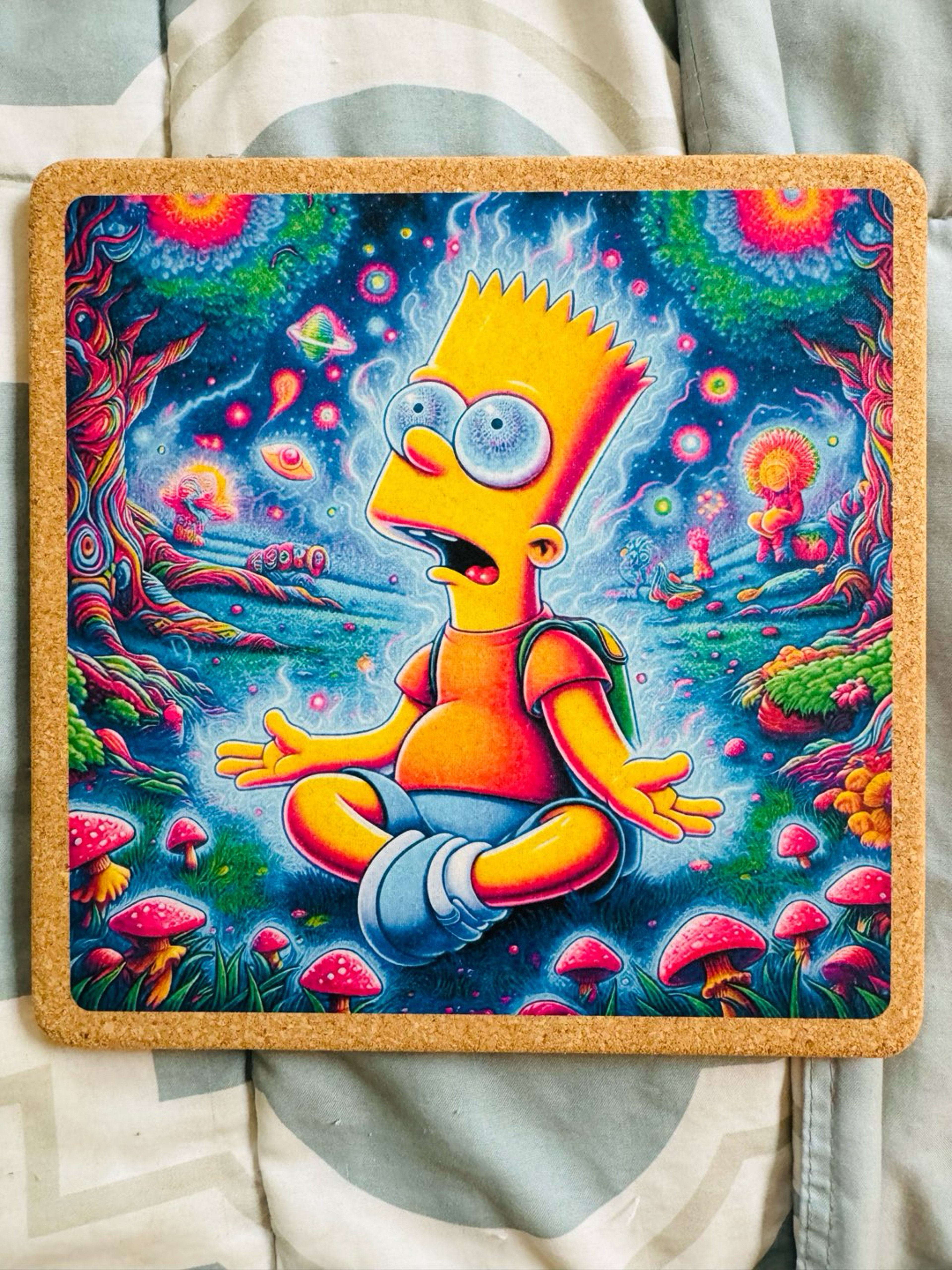 Preview pic of *Ascention bart*Bong mat thick quark board vinle print .. durable cleanable bong mat