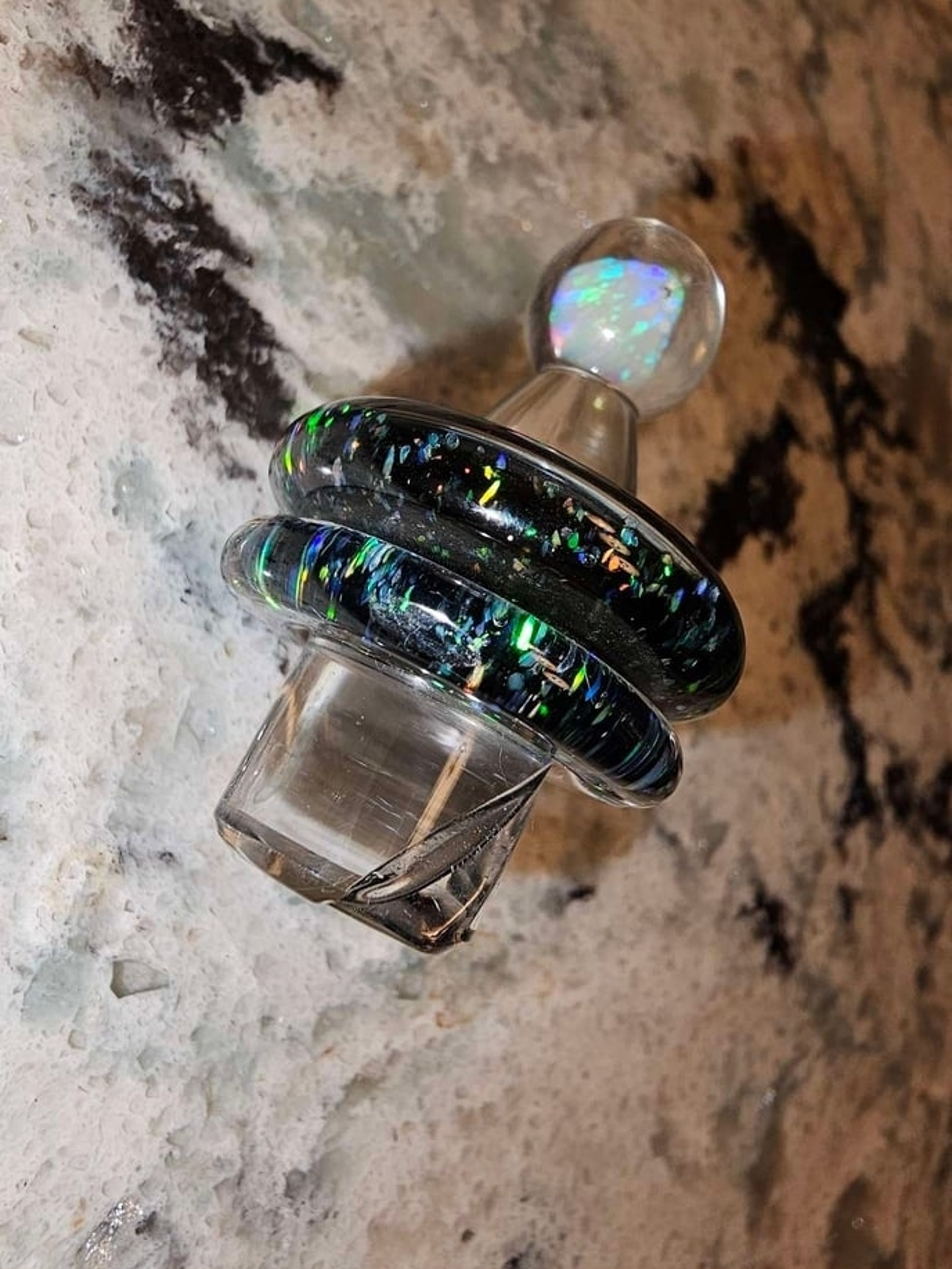 Preview pic of OTP Black Cropal 3DXL Encased Opal Rockulus Cap for Puffco