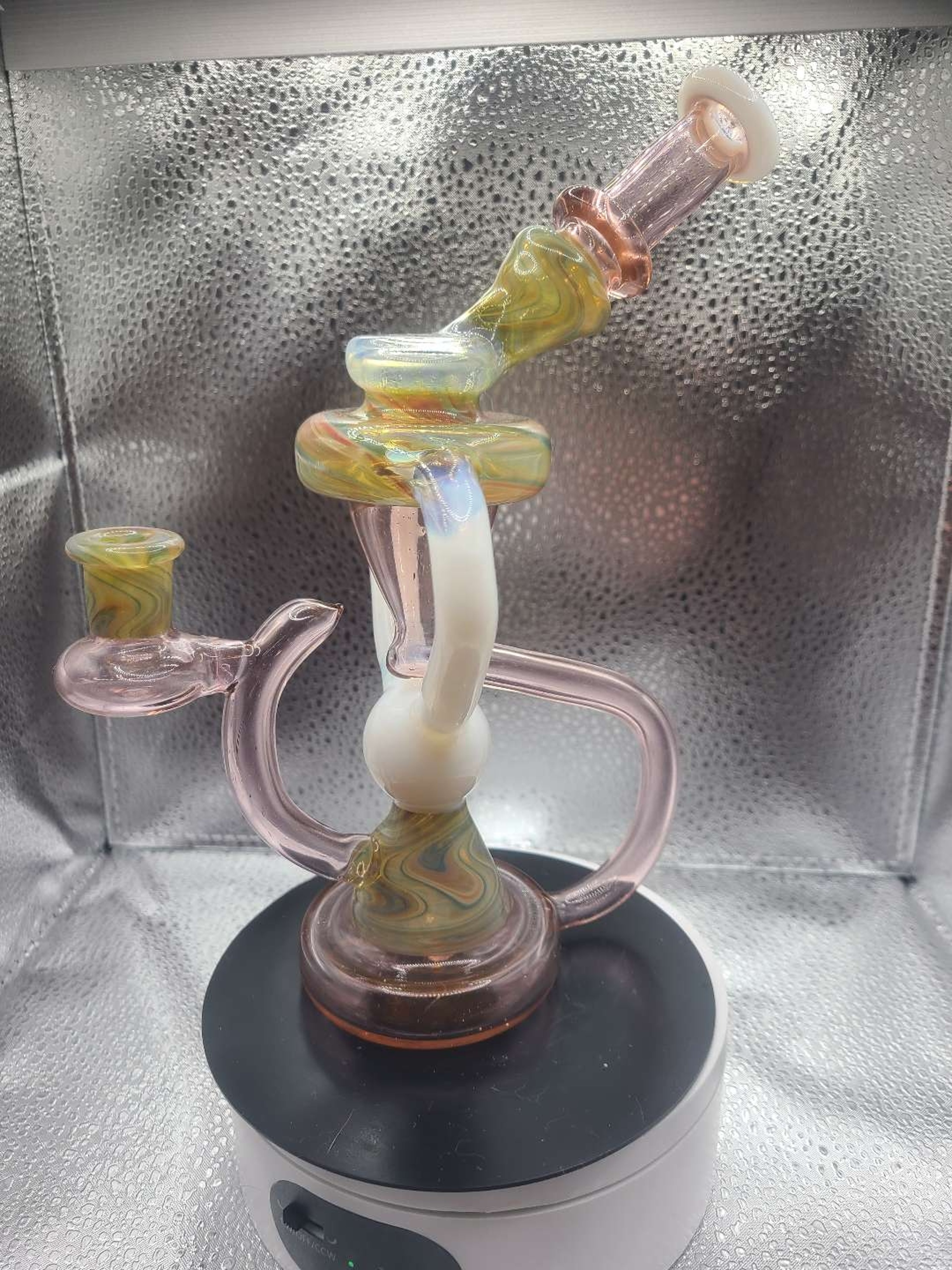 Max Arne 2022 10mm ruby gold recycler with ghost and tie dye accents image 0