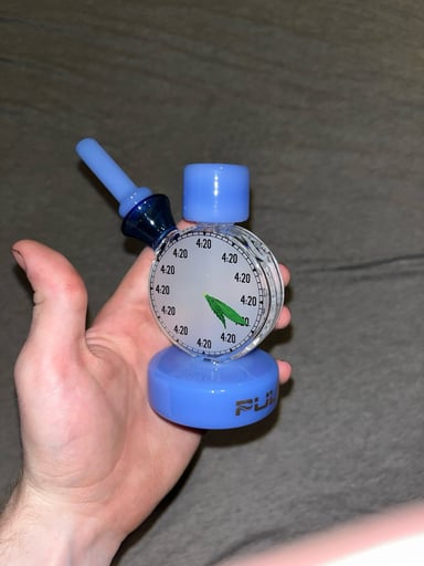 Preview pic of Blue Pulsar Glass 420 Clock Pipe