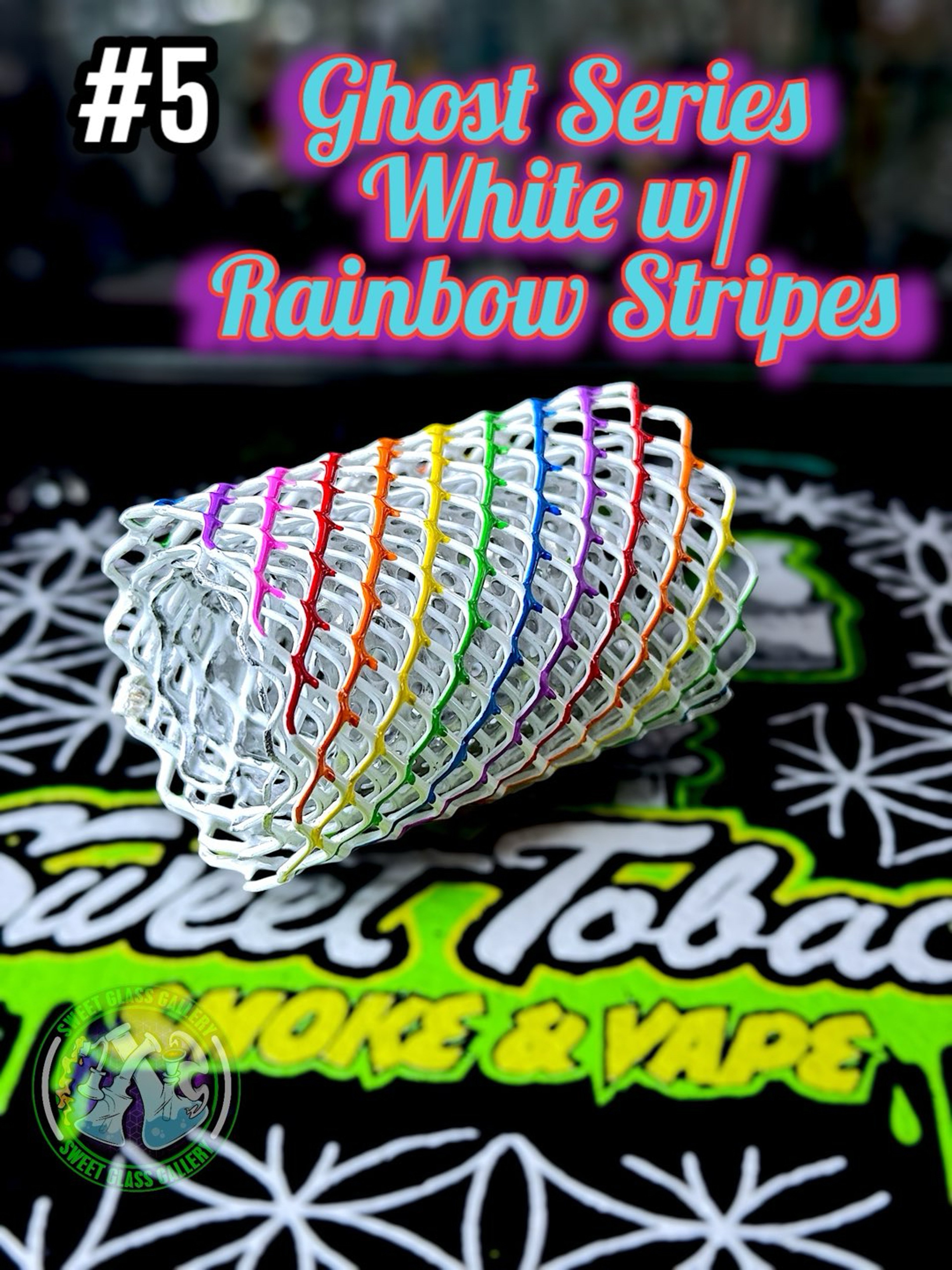 Preview pic of Mamba Guardz - Heat Cage #5 - Blazer GT8000 Guard (Ghost Series White w/ Rainbow Stripes)