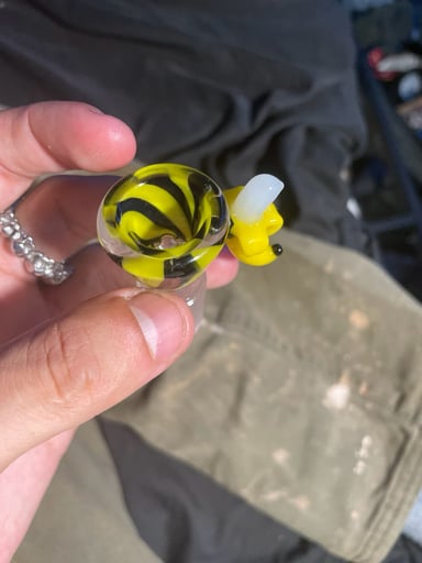 Preview pic of dippy glass black and yellow swirl bowl 18mm