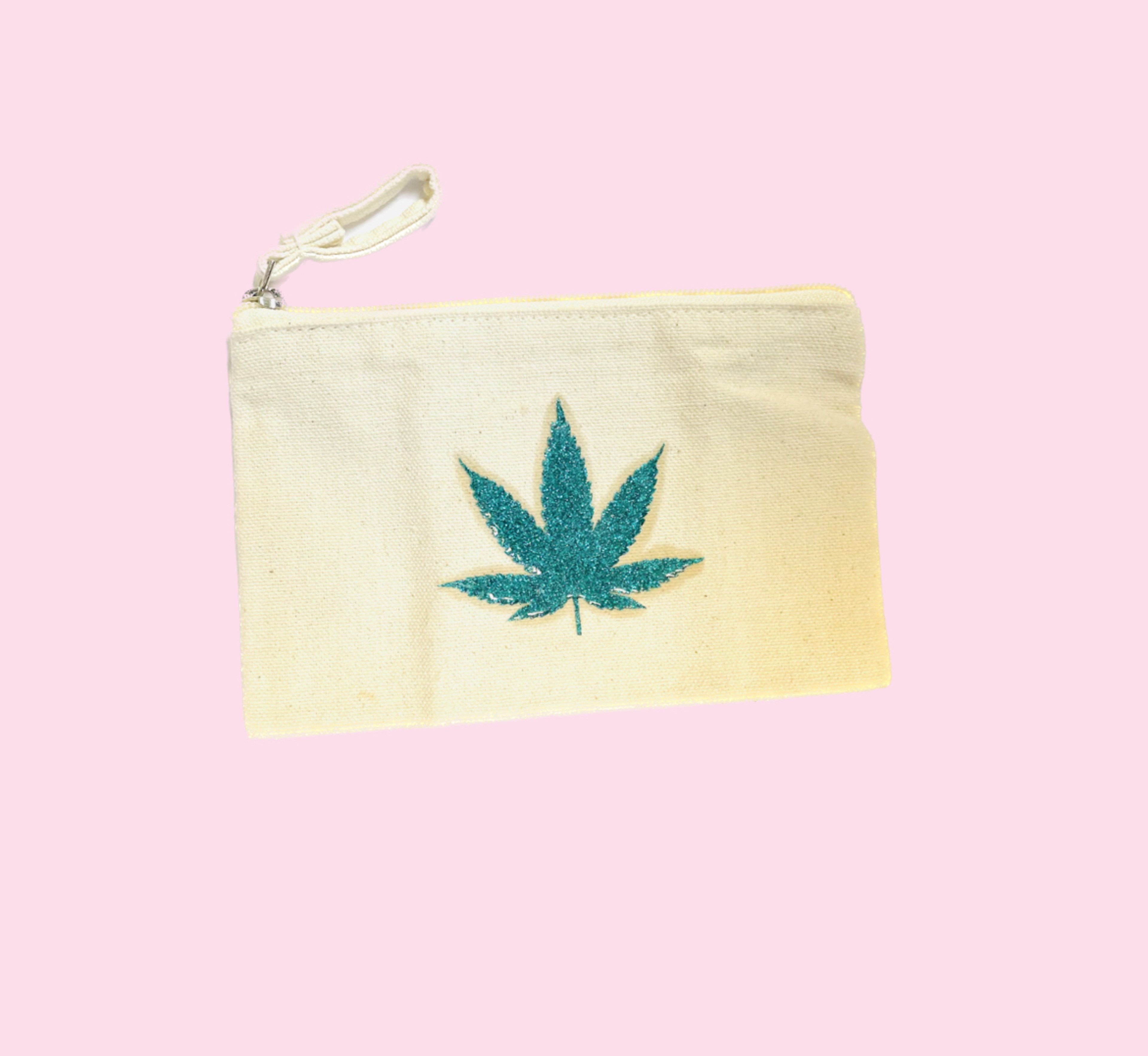 Preview pic of Canvas Leaf Print Stash Bag