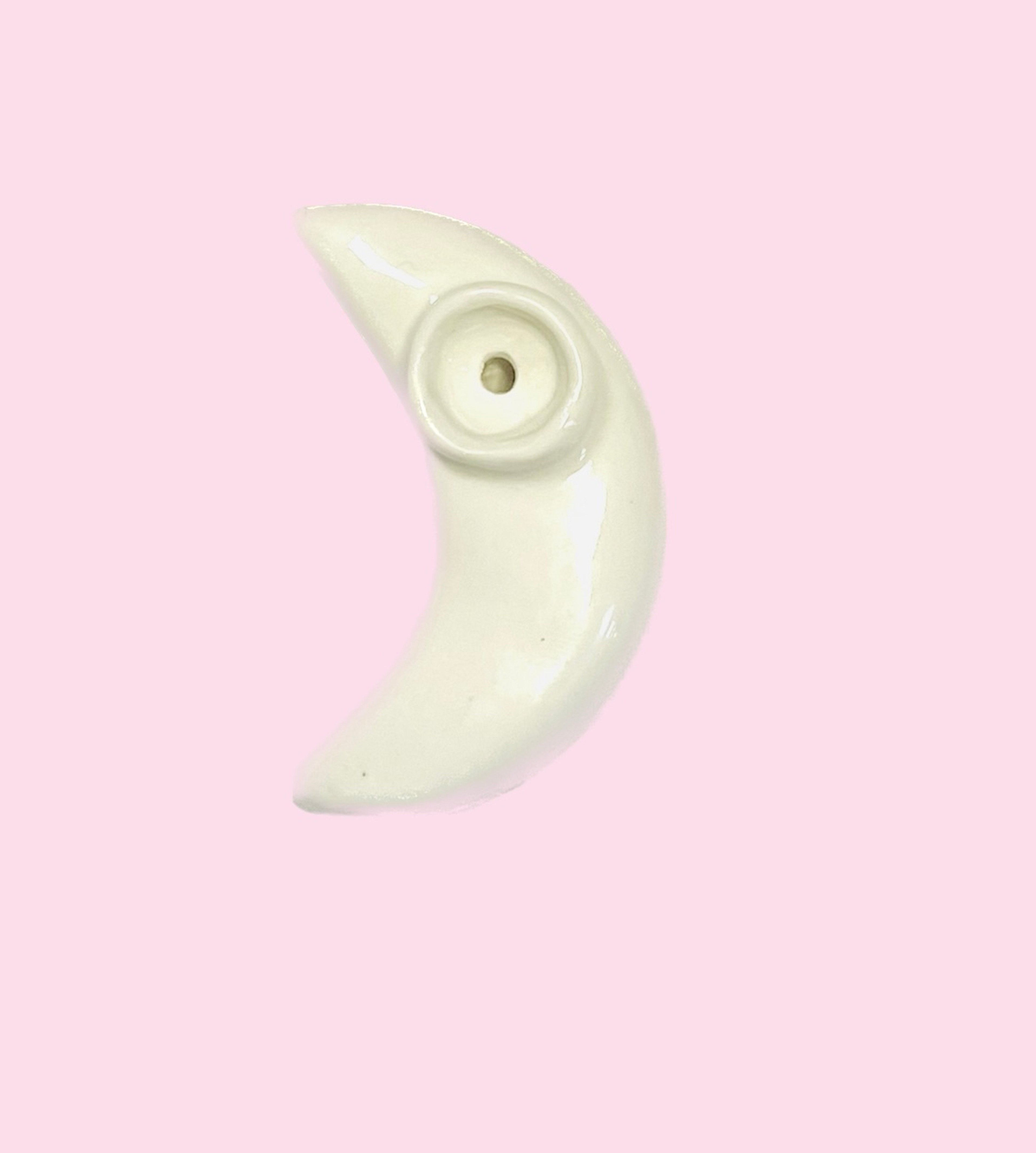 Preview pic of Handmade White Ceramic Moon Pipe