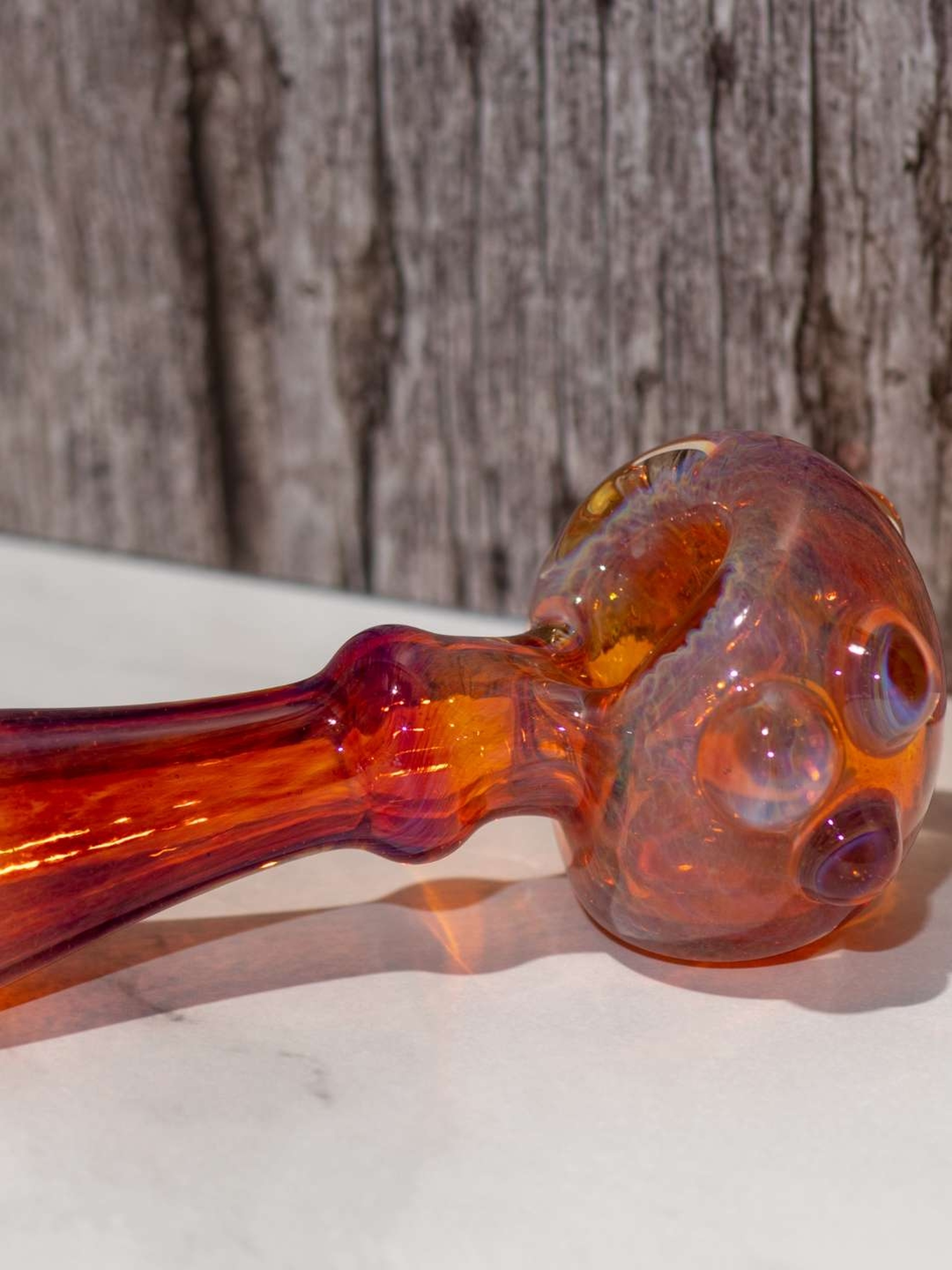 Amber Purple glass pipe - Thick inside out pipe image 0