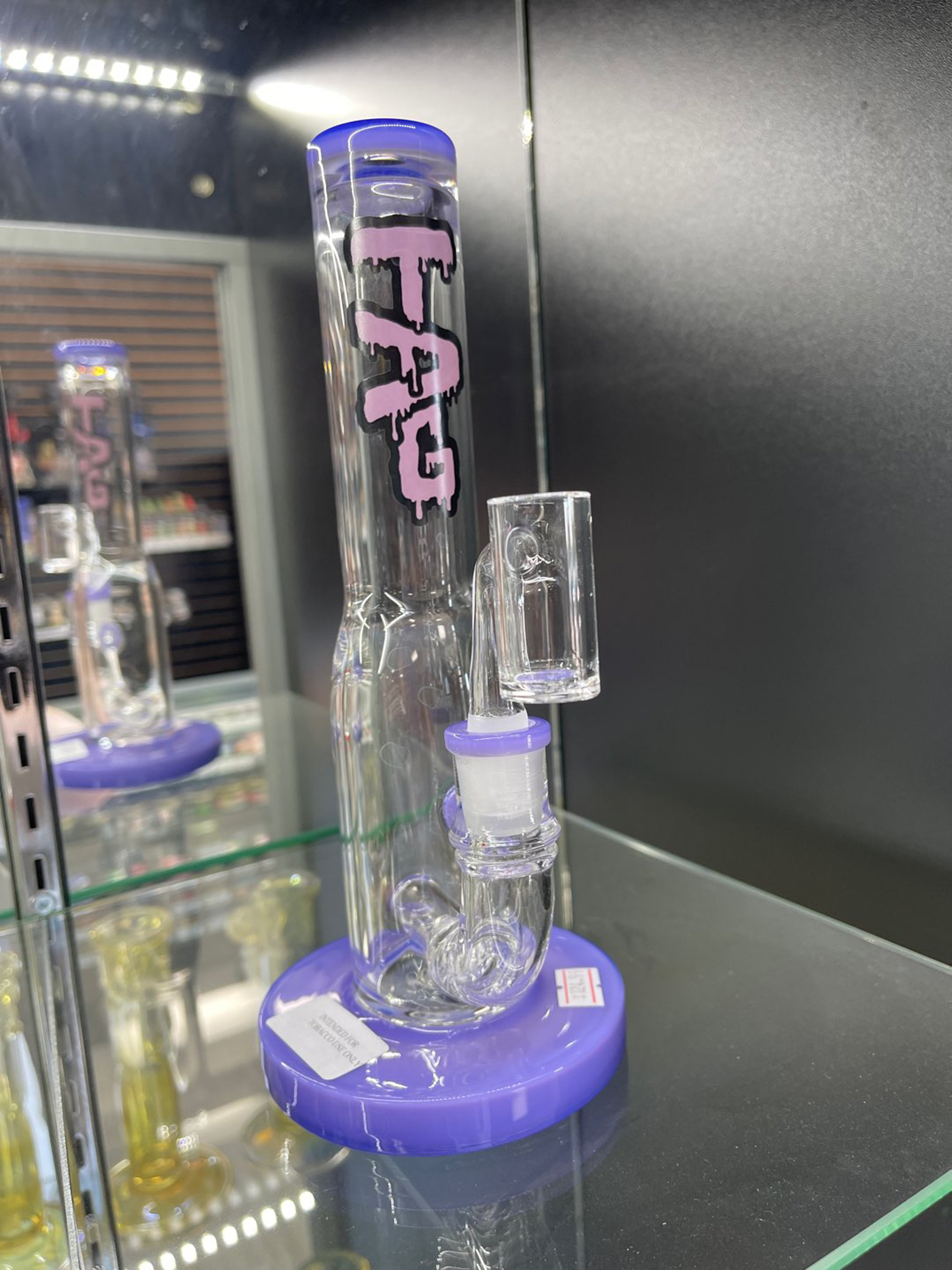 Preview pic of Thick ass glass fixed multiplying inline straight tube 38x4mm Wavy Purple Label