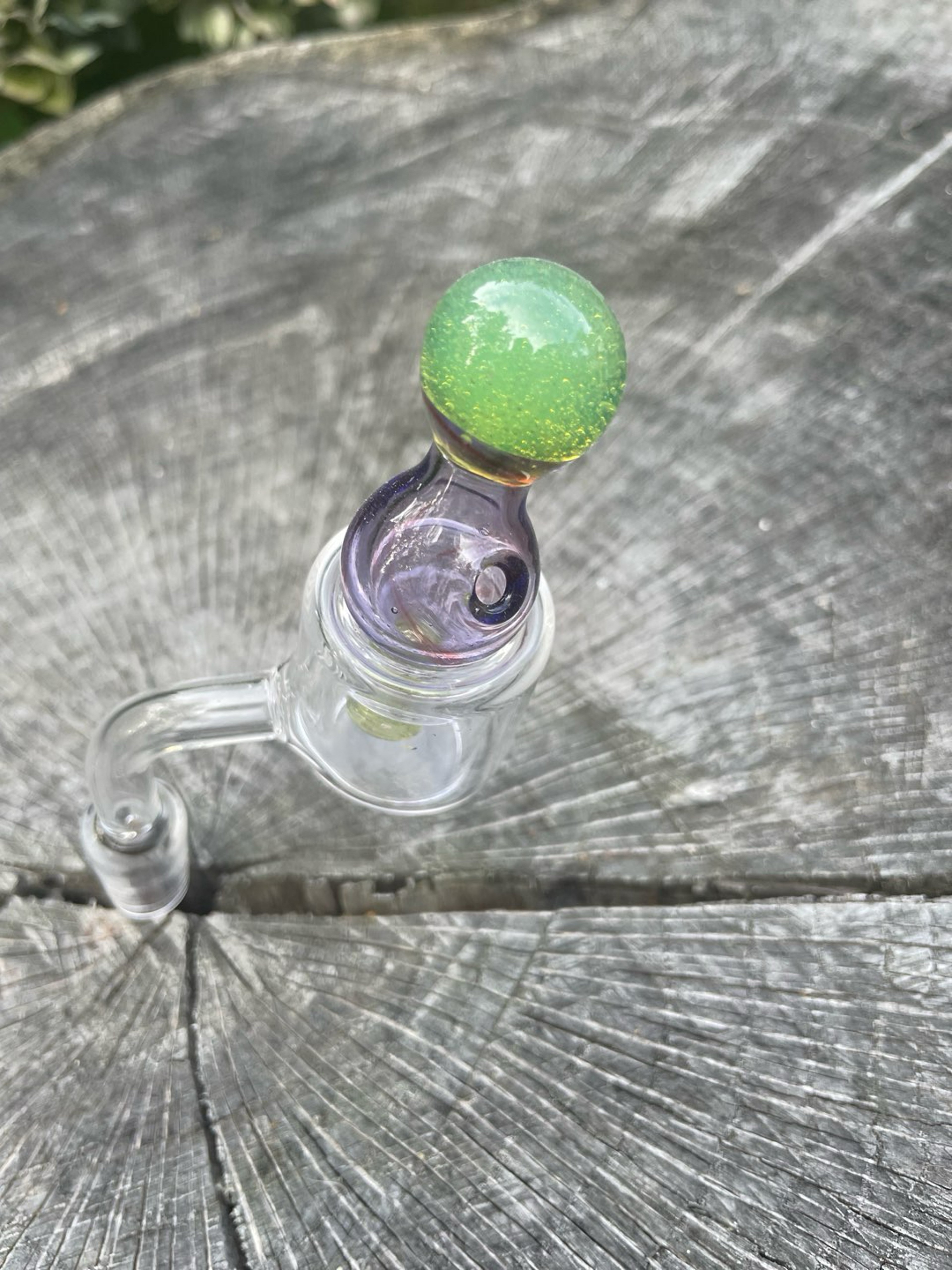 Preview pic of Green and Purple Handblown Bubble Cap