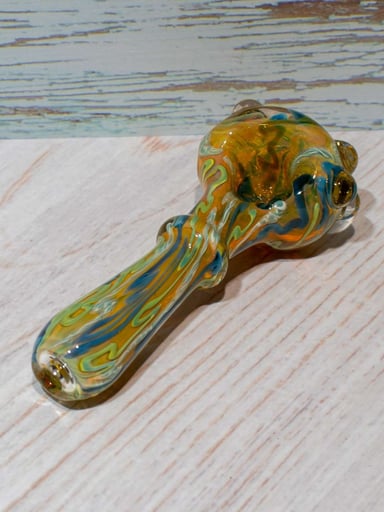 Preview pic of Inside out glass pipe - Silver fumed color changing bowl