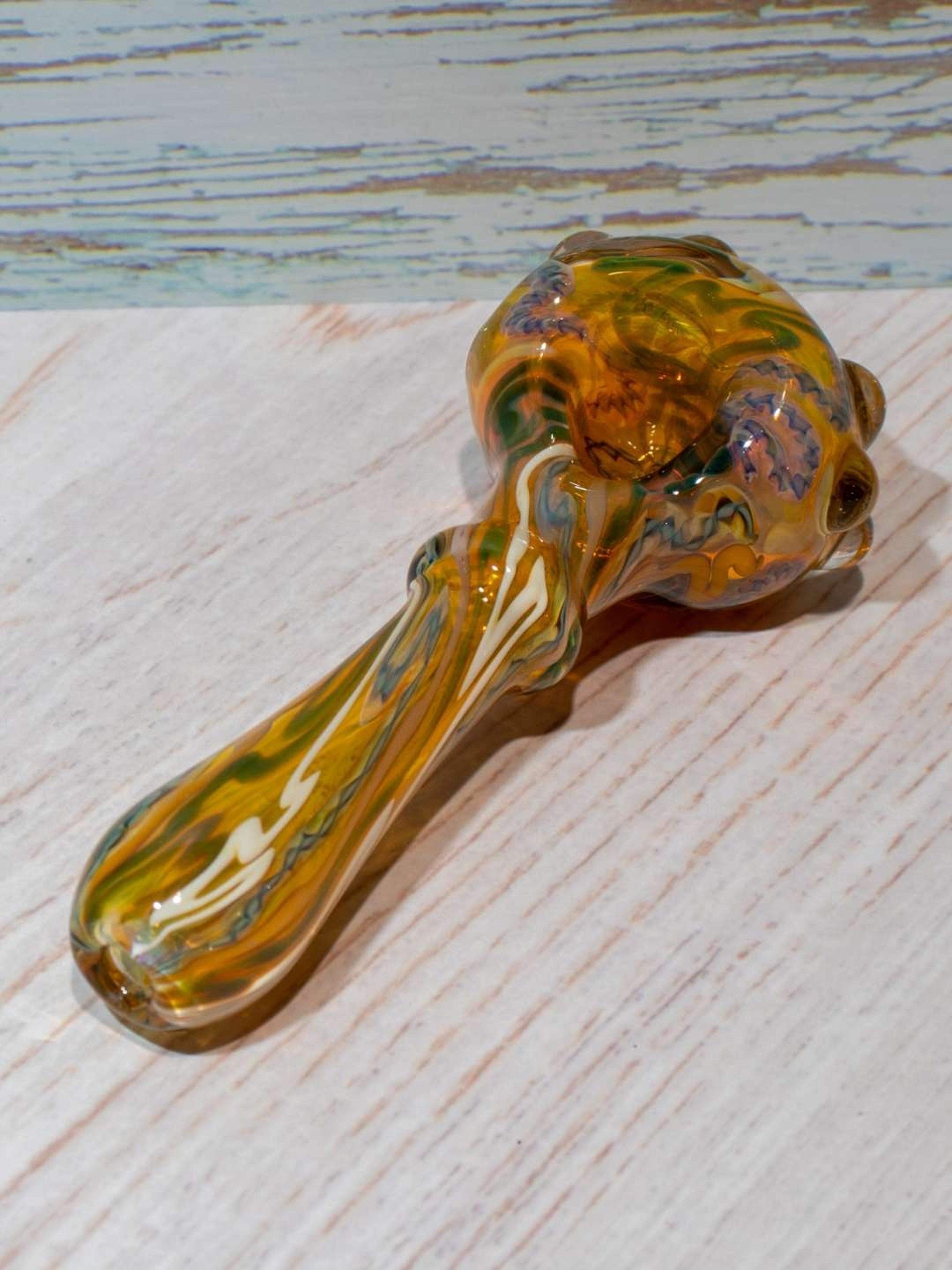 Preview pic of Inside out glass pipe - Silver fumed color changing bowl