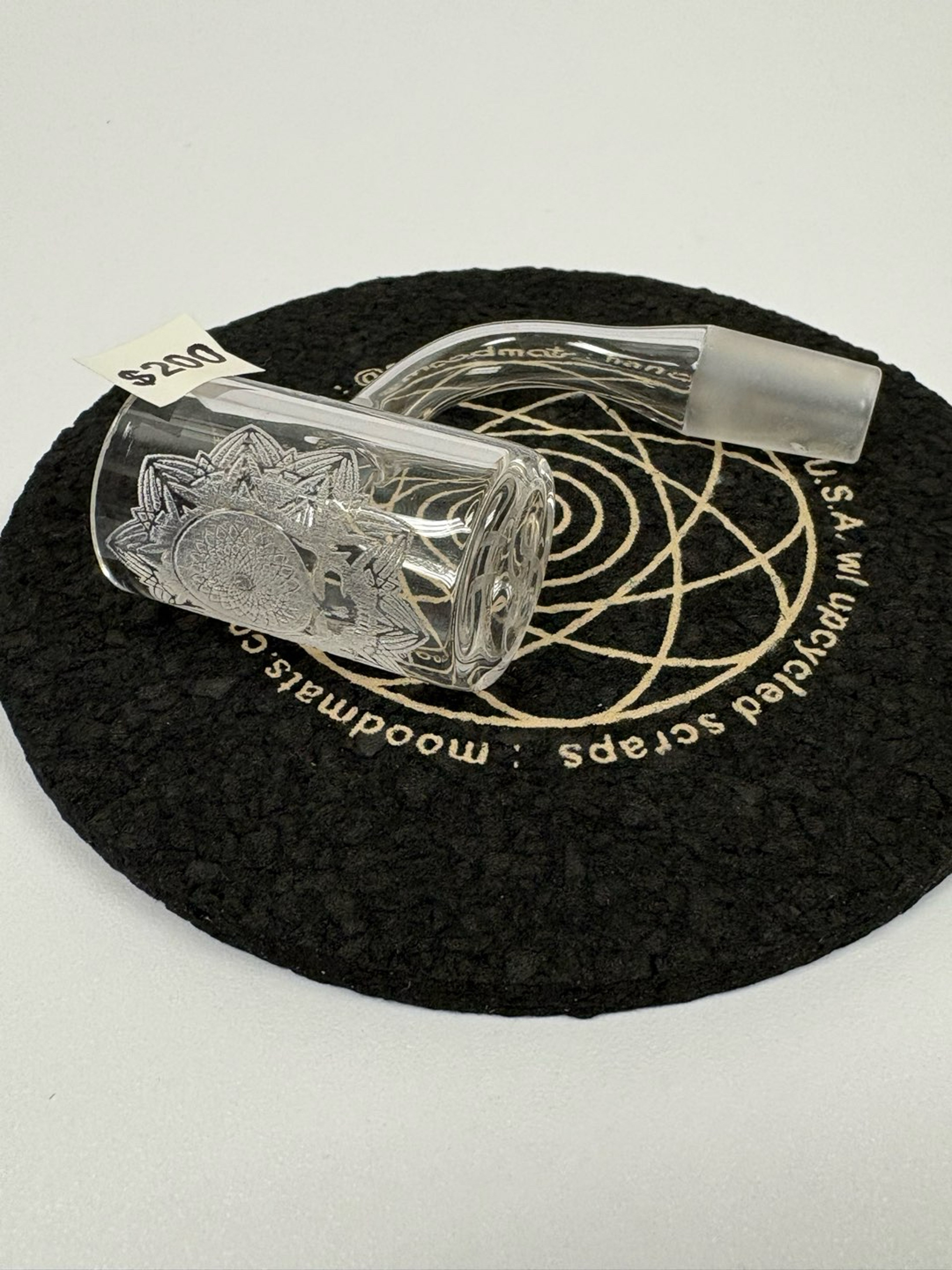 Preview pic of Eternal Quartz 14mm 90 Greatful dead skull and sacred geometry etched banger 14mm 90