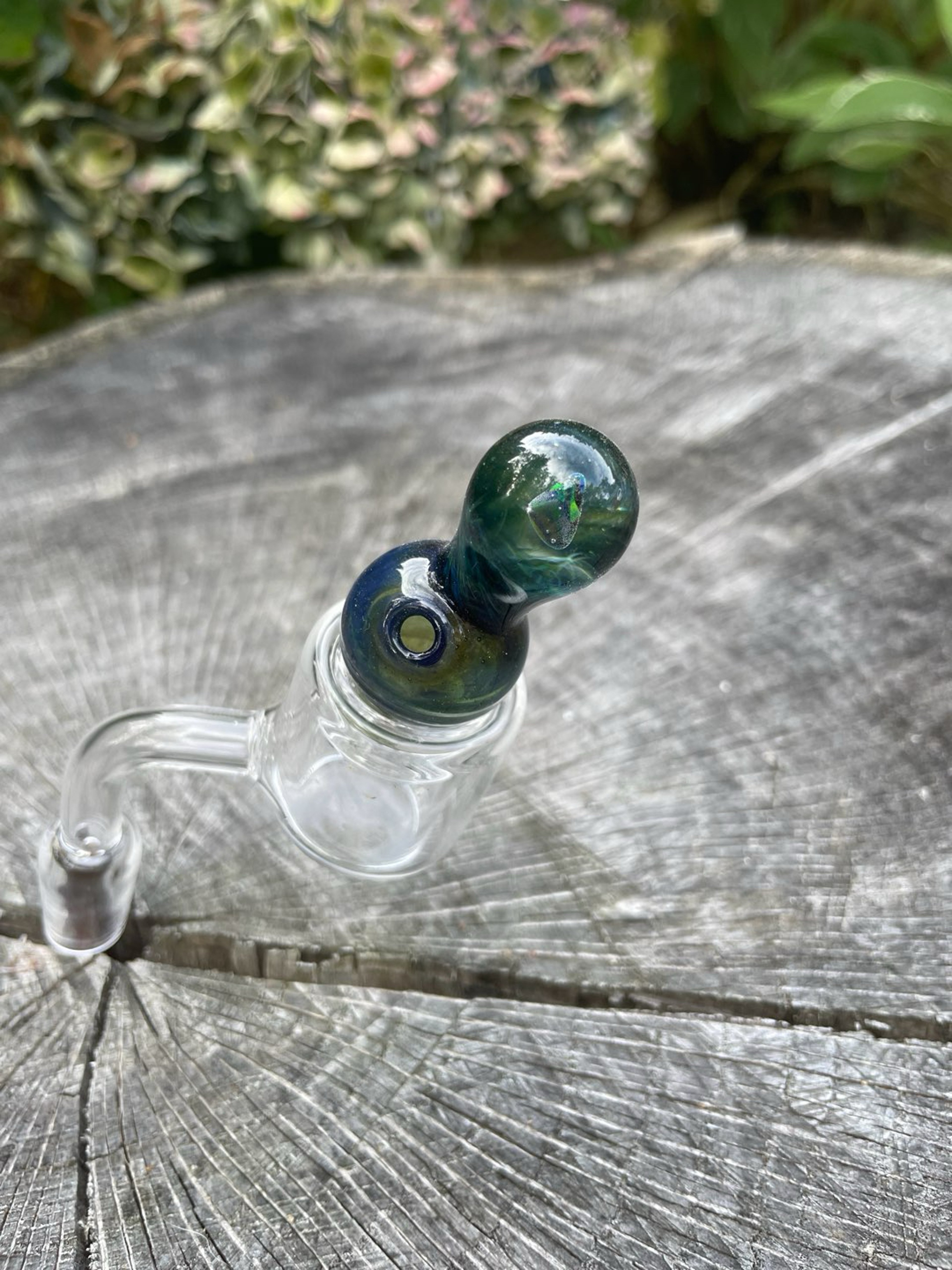 Preview pic of Green Handblown Bubble Cap with Gem