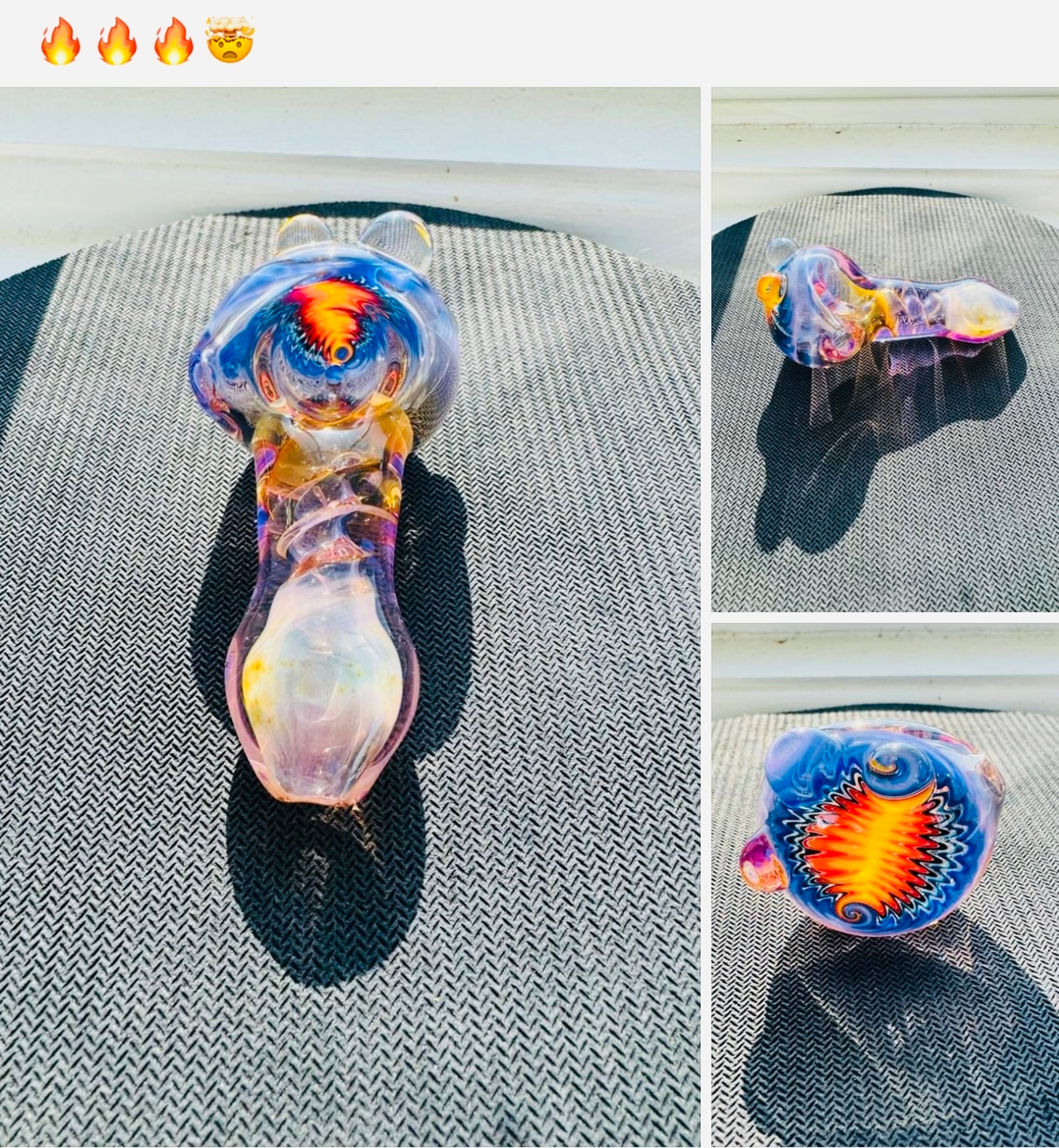 Preview pic of Rare* Heady Baker Glass Collectable Hand Pipe Signed And Dated UV Reactive