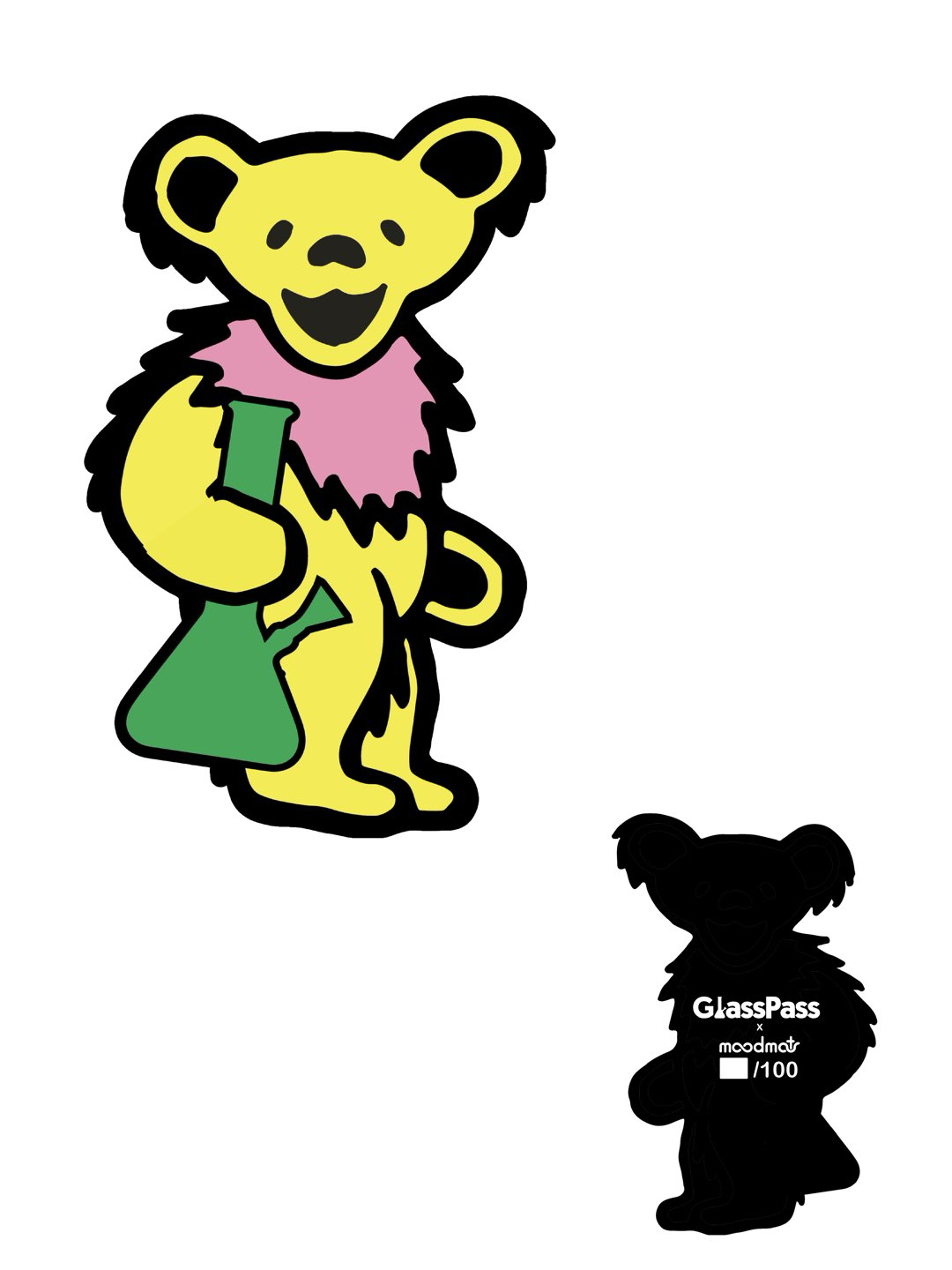 Preview pic of GlassPass Moodmat Dancing Bong YELLOW Grateful Dead