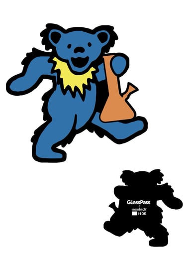 Preview pic of GlassPass Moodmat Dancing Bong BLUE Grateful Dead