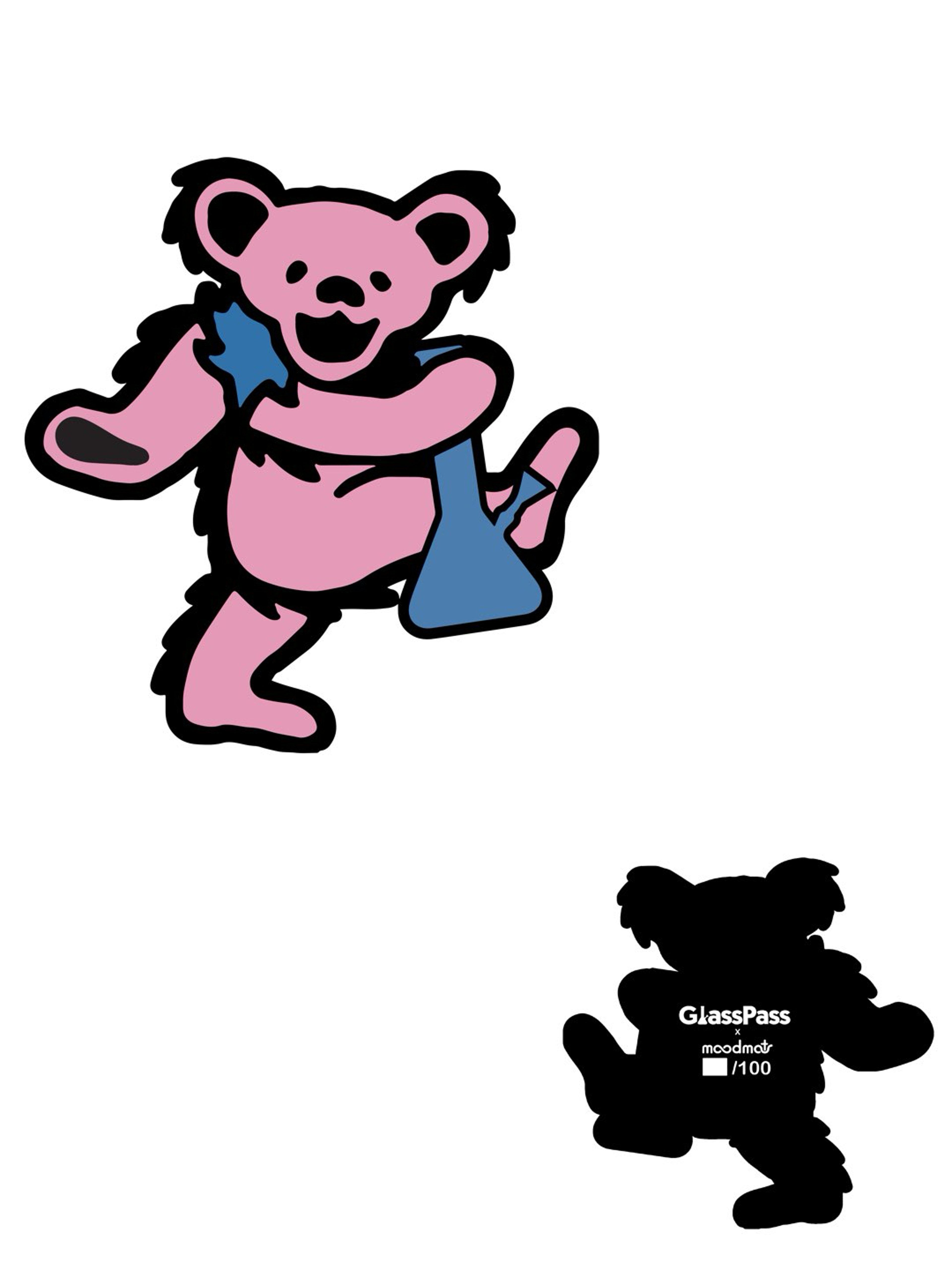 Preview pic of GlassPass Moodmat Dancing Bong PINK Grateful Dead