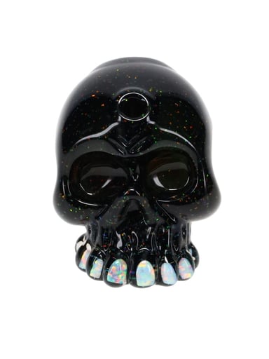 Preview pic of Carsten Carlile Glass Mini Black Crushed Opal Skull Rig
