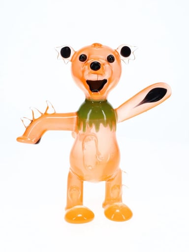 Preview pic of Addison Hanna Glass Orange Dancing Bear