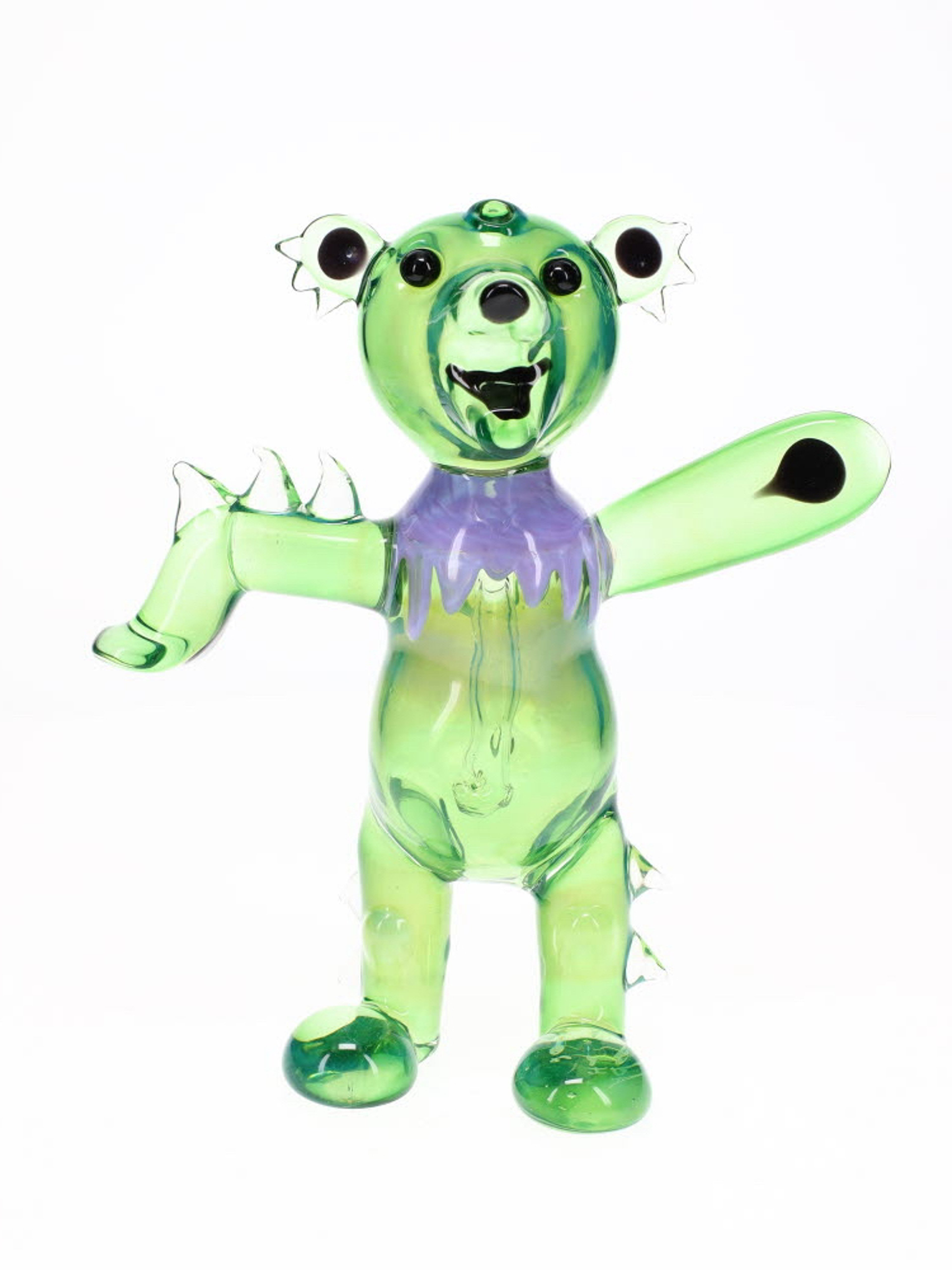 Preview pic of Addison Hanna Glass Green Dancing Bear