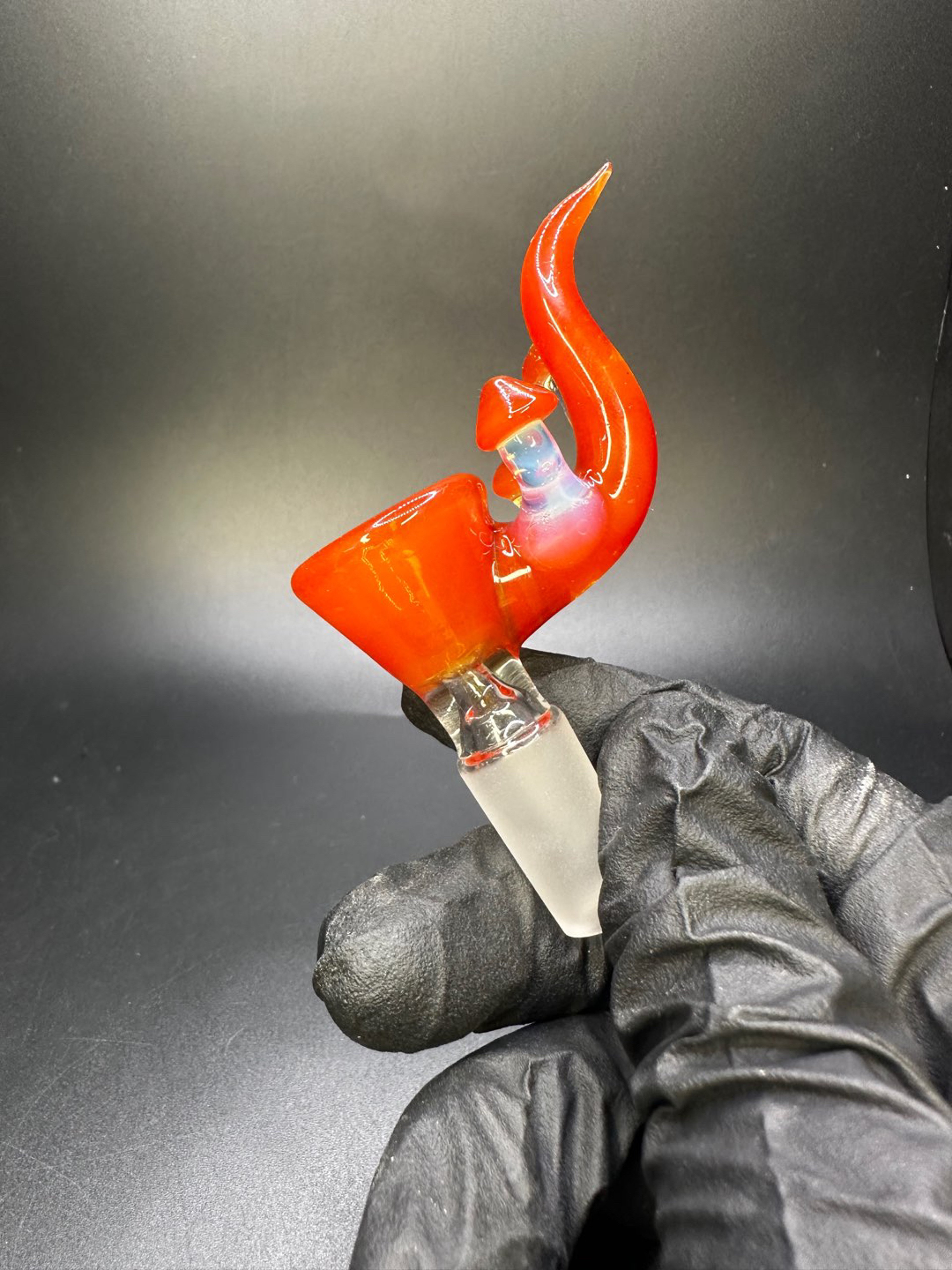 Preview pic of @woj.glass 14mm Orange Opal Mushroom Slide