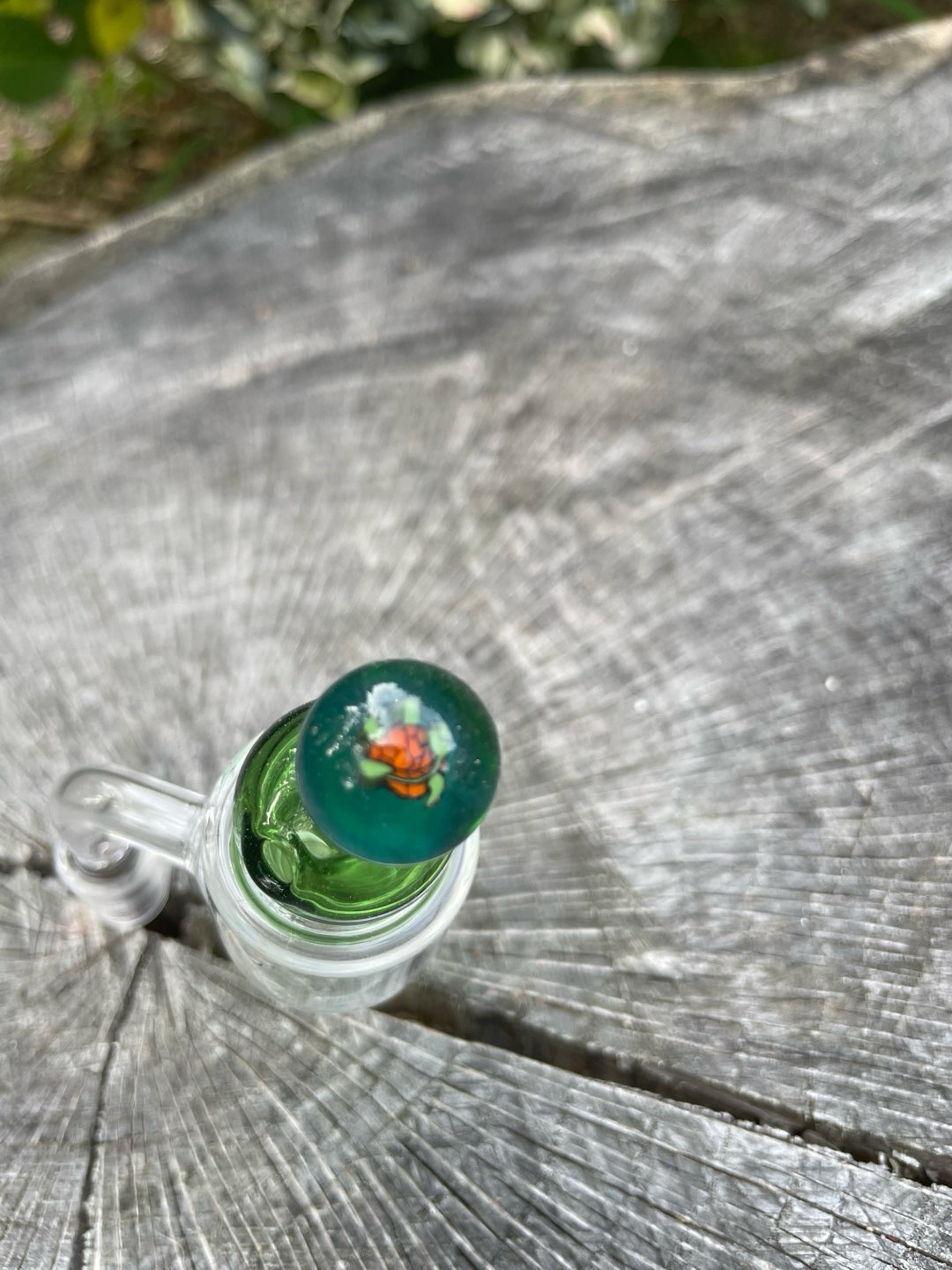Preview pic of Handblown Bubble Cap with Turtle Emblem