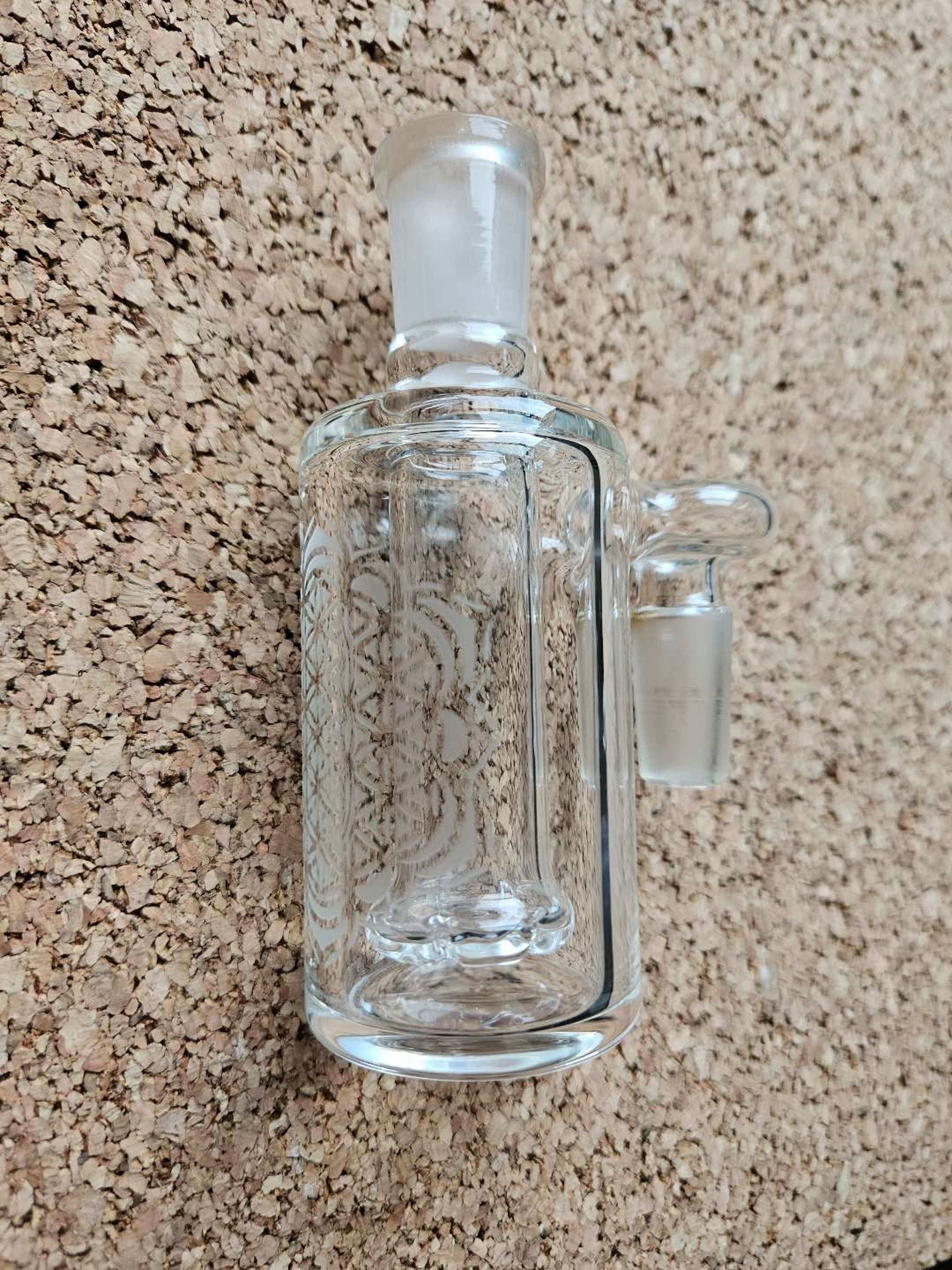 Preview pic of USA Spitfire Glass 14mm AC Ash Catcher 4 Hole Perc Clear Flower of Life SOL