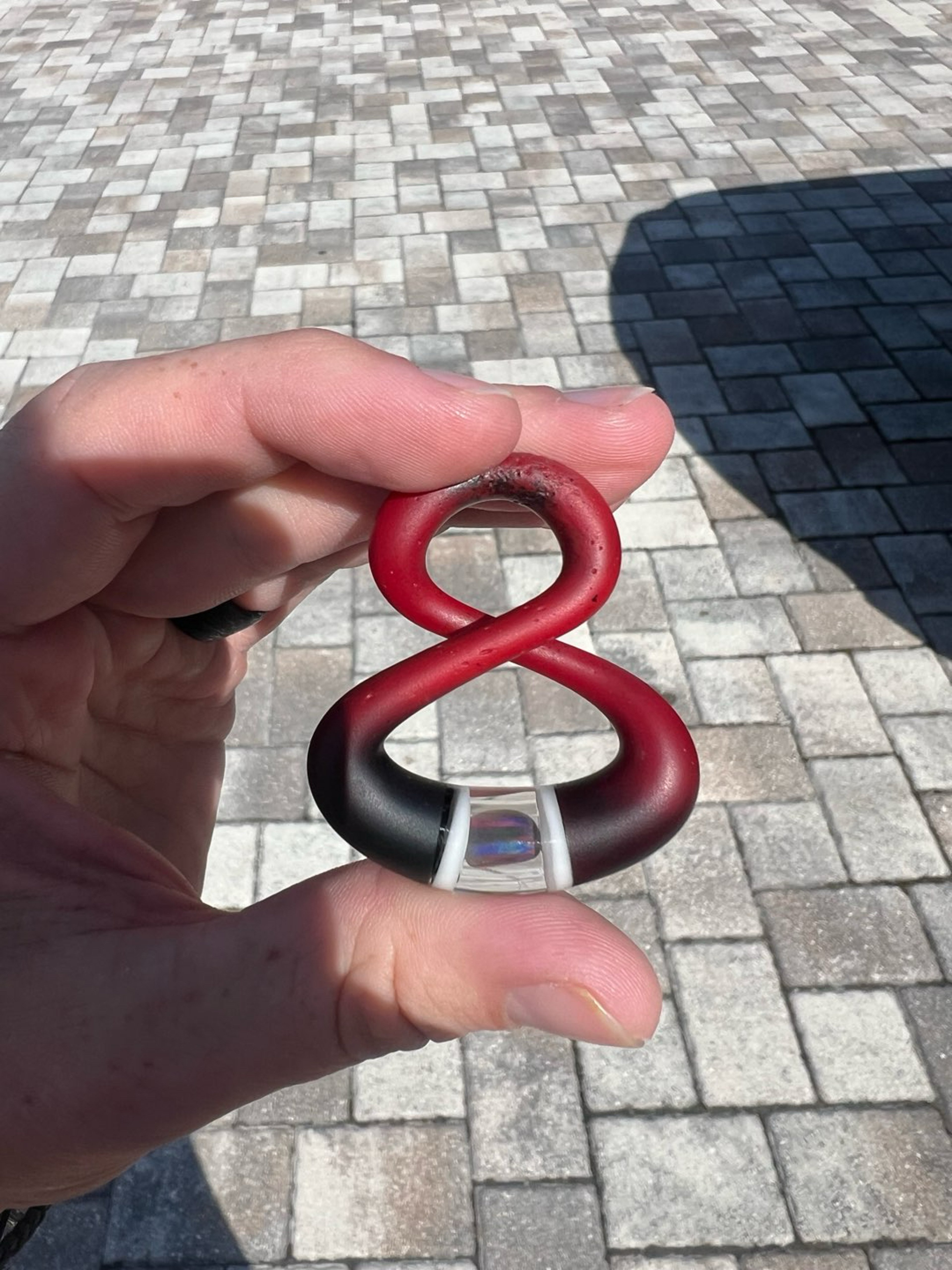 Preview pic of Natey Love - Sandblasted Red to Black Fade Infinity Pendant