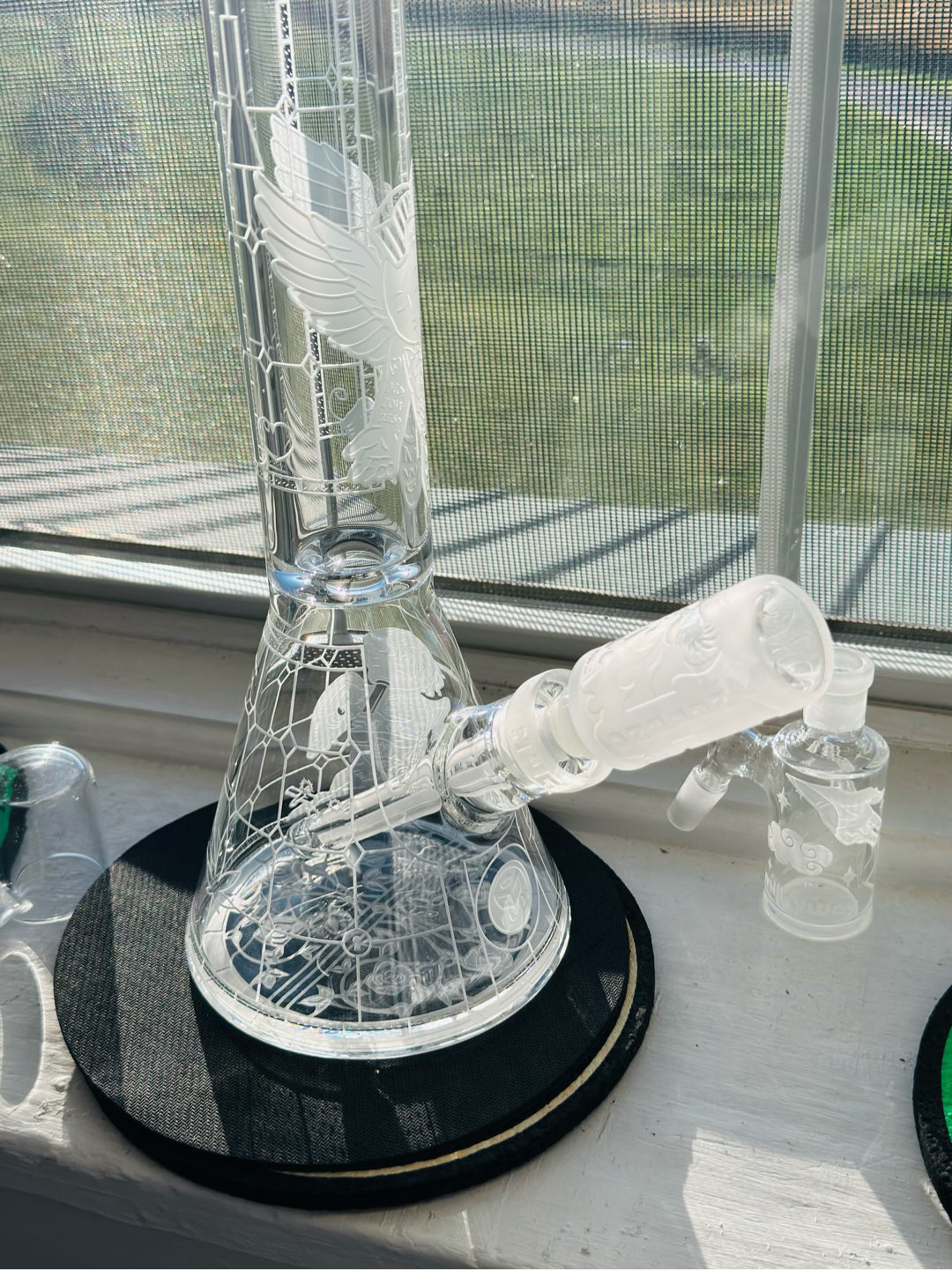 Preview pic of *Combo*Thugz Mansion Milky Way Glass 18” Etched And Sandblast.. / Long Phoenix Slide