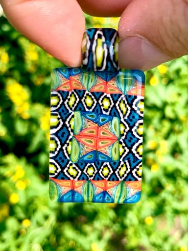 Preview pic of Jeff Heath Bar Murrine Tile Pendant w/ Murrine Bail