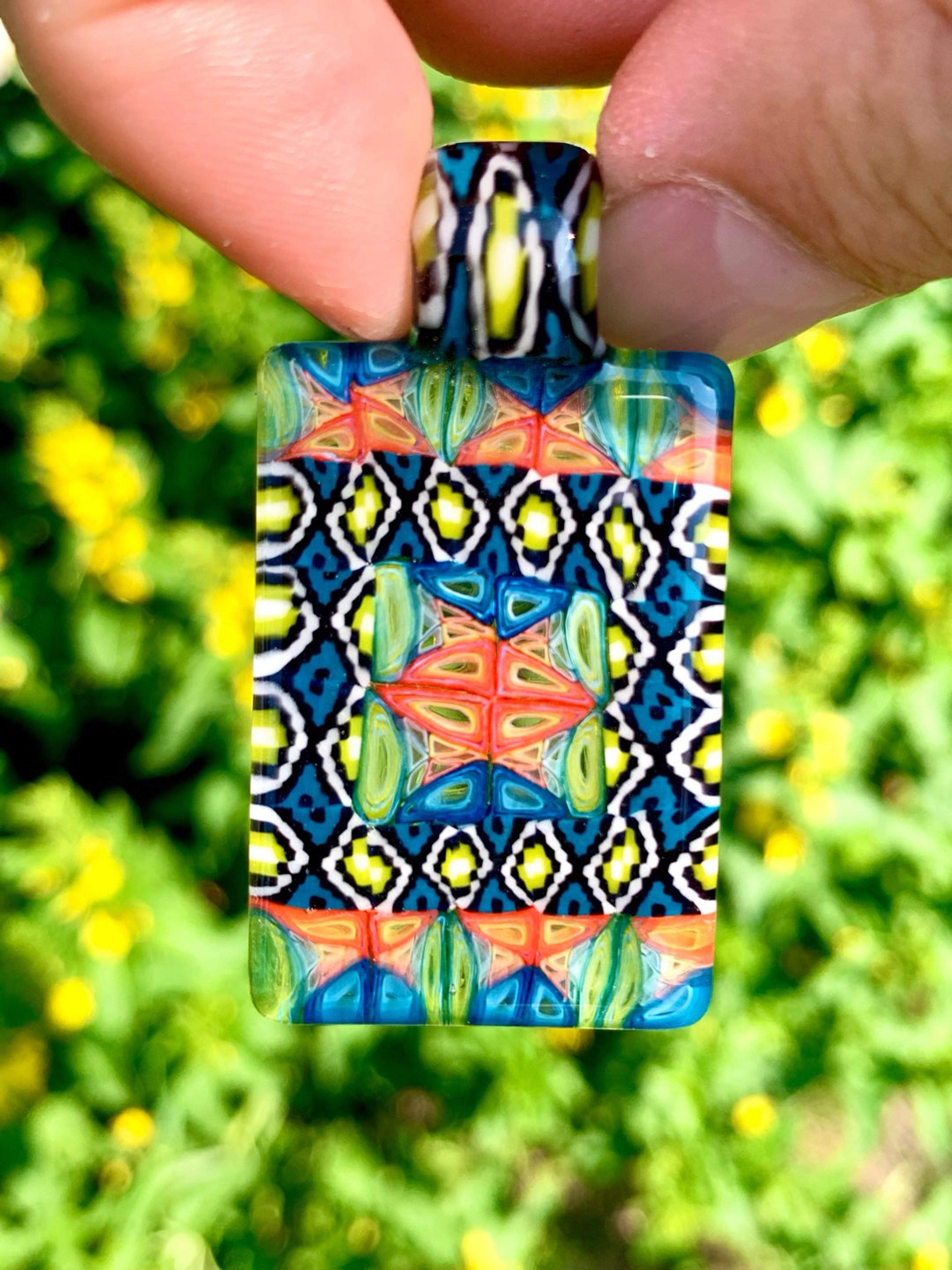 Preview pic of Jeff Heath Bar Murrine Tile Pendant w/ Murrine Bail