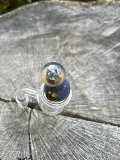 Preview pic of Handblown bubble cap with earth emblem