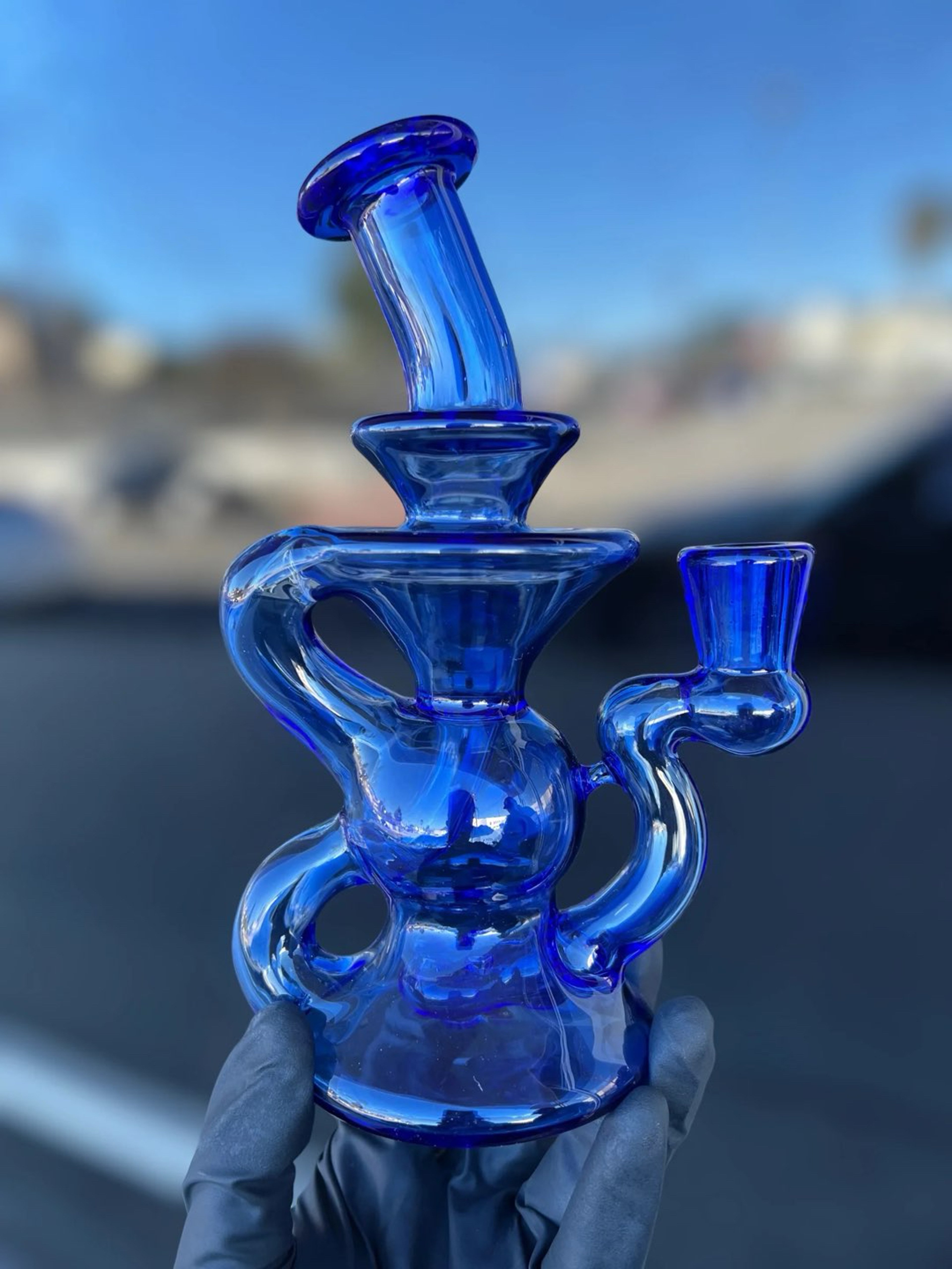 Preview pic of Cobalt Lite Klein Recycler by Desi B Glass