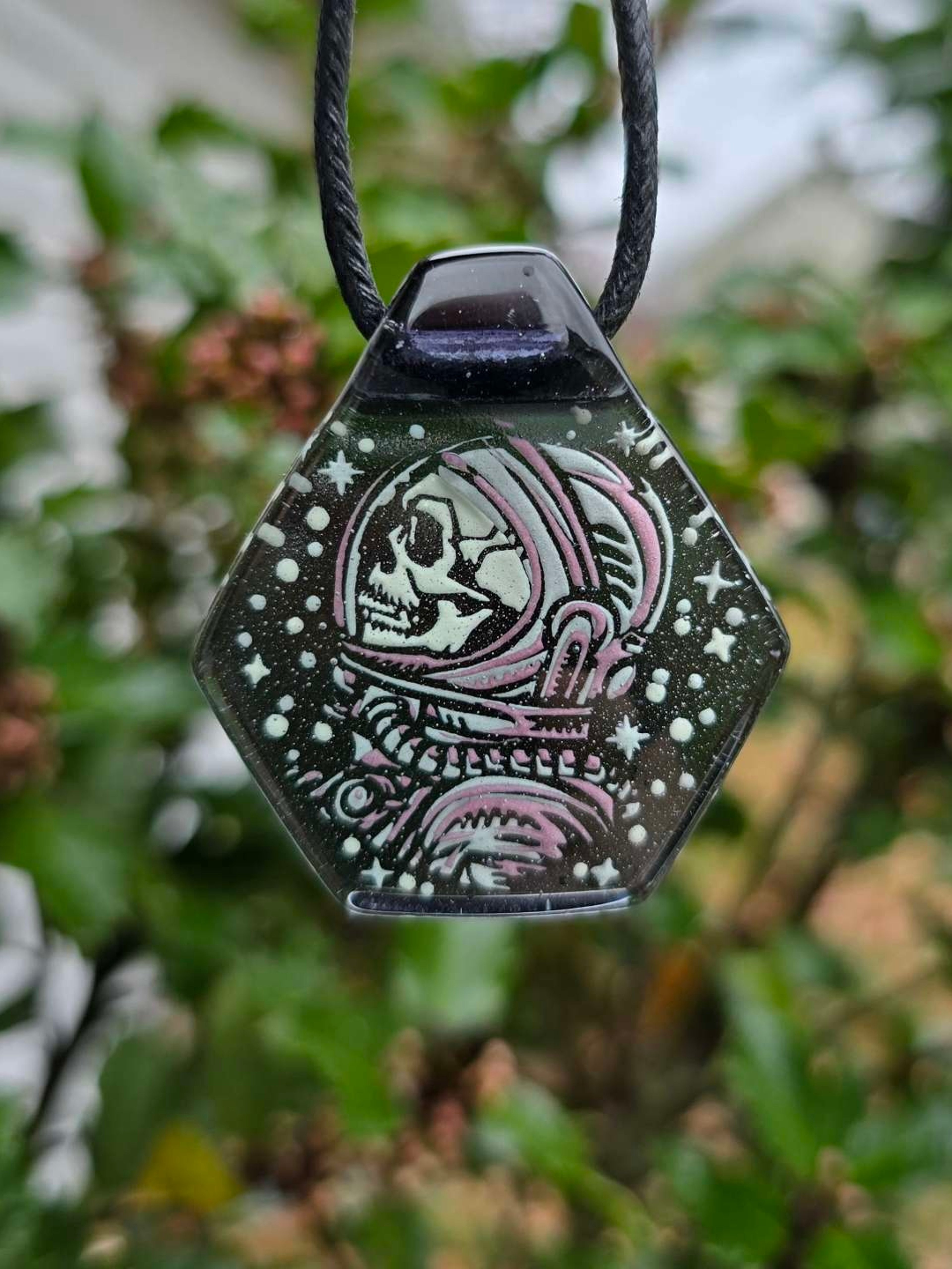 Astronaut Skull Layered Glow Pendant image 0