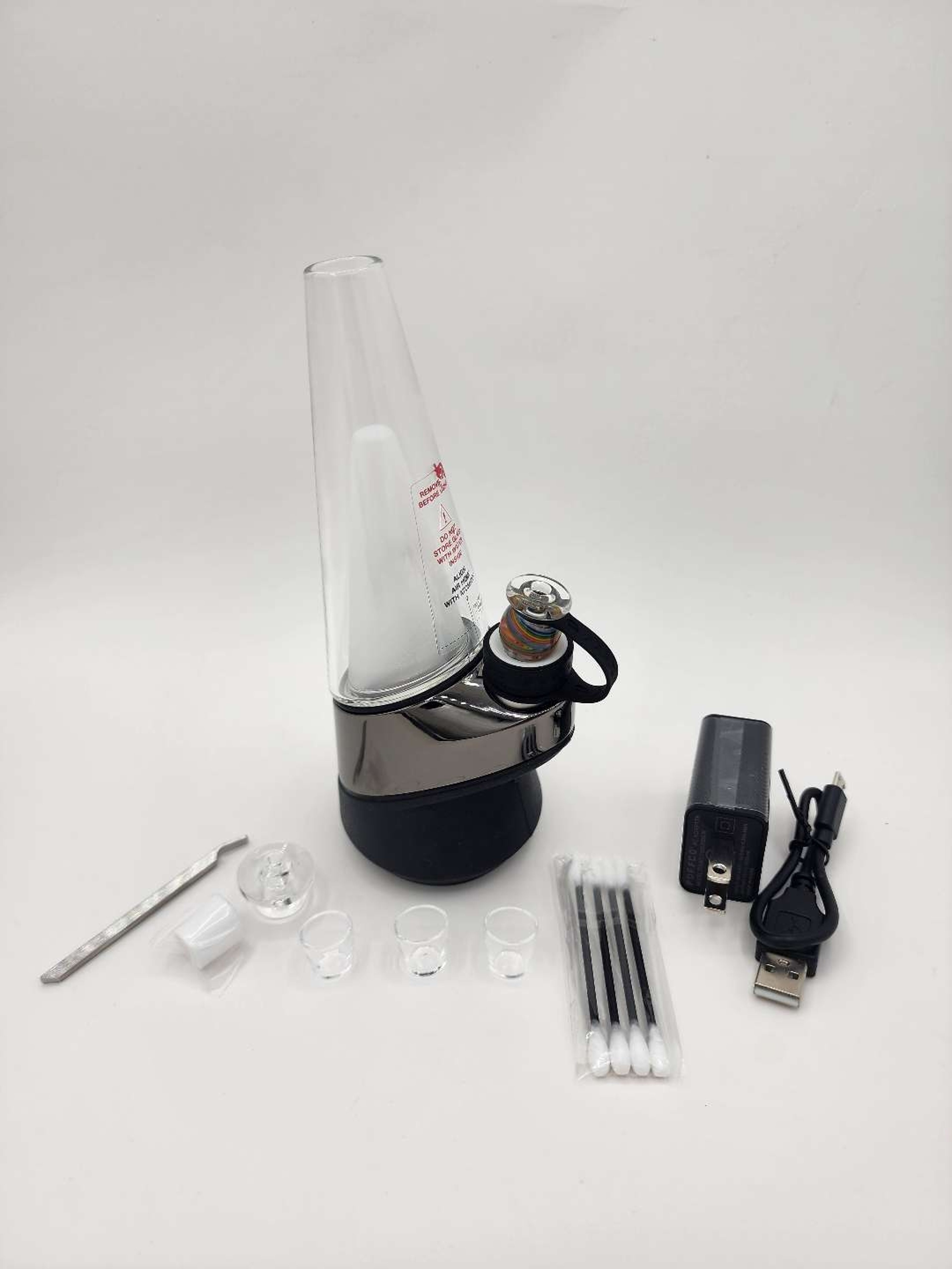 Preview pic of Puffco Peak OG Base + all new accessories + mitchell glass cap + 3 quartz cups (OG Bundle #6)