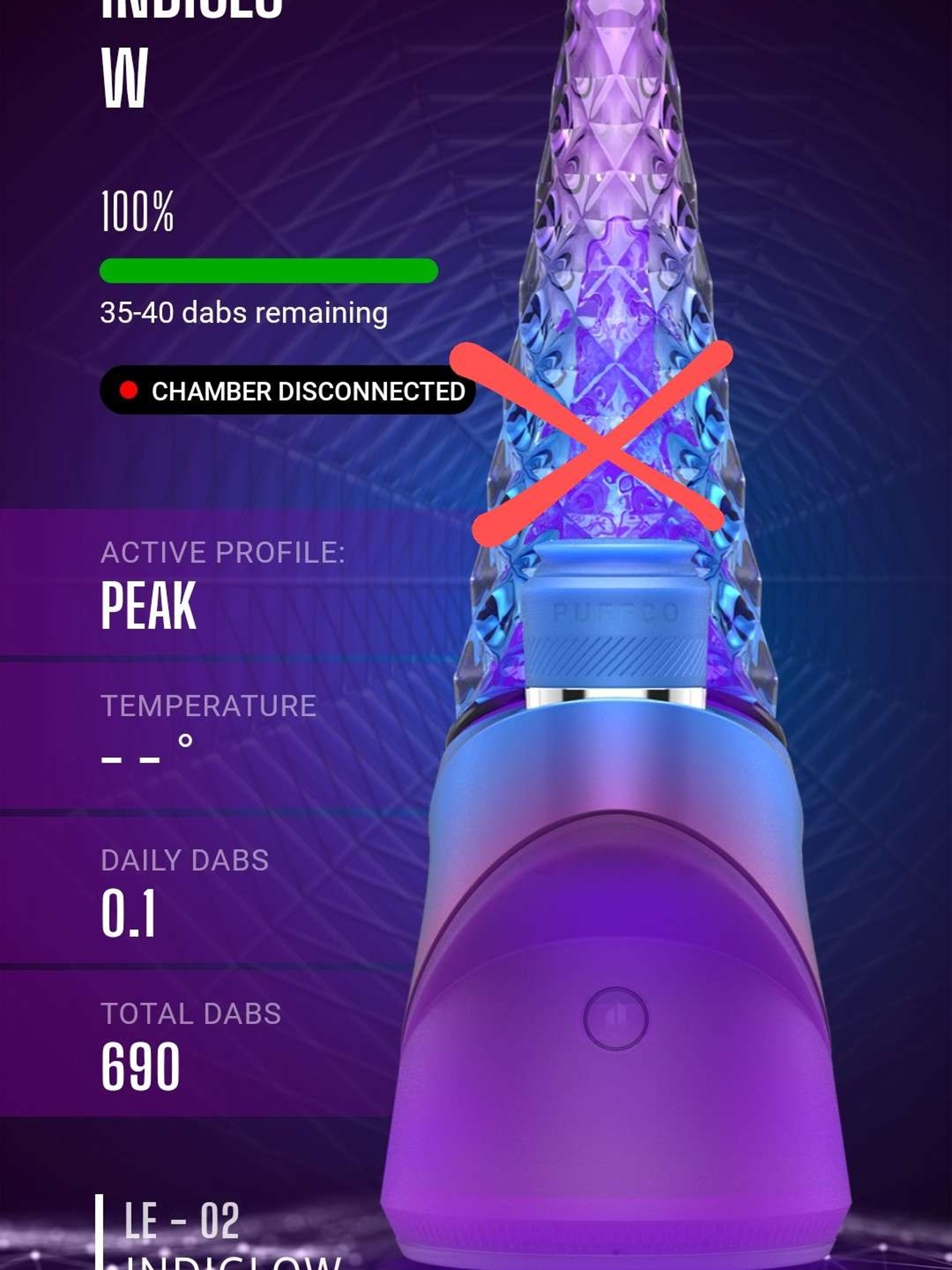 Puffco Peak Pro INDIGLOW + Purple Crushed Opal Glass image 0