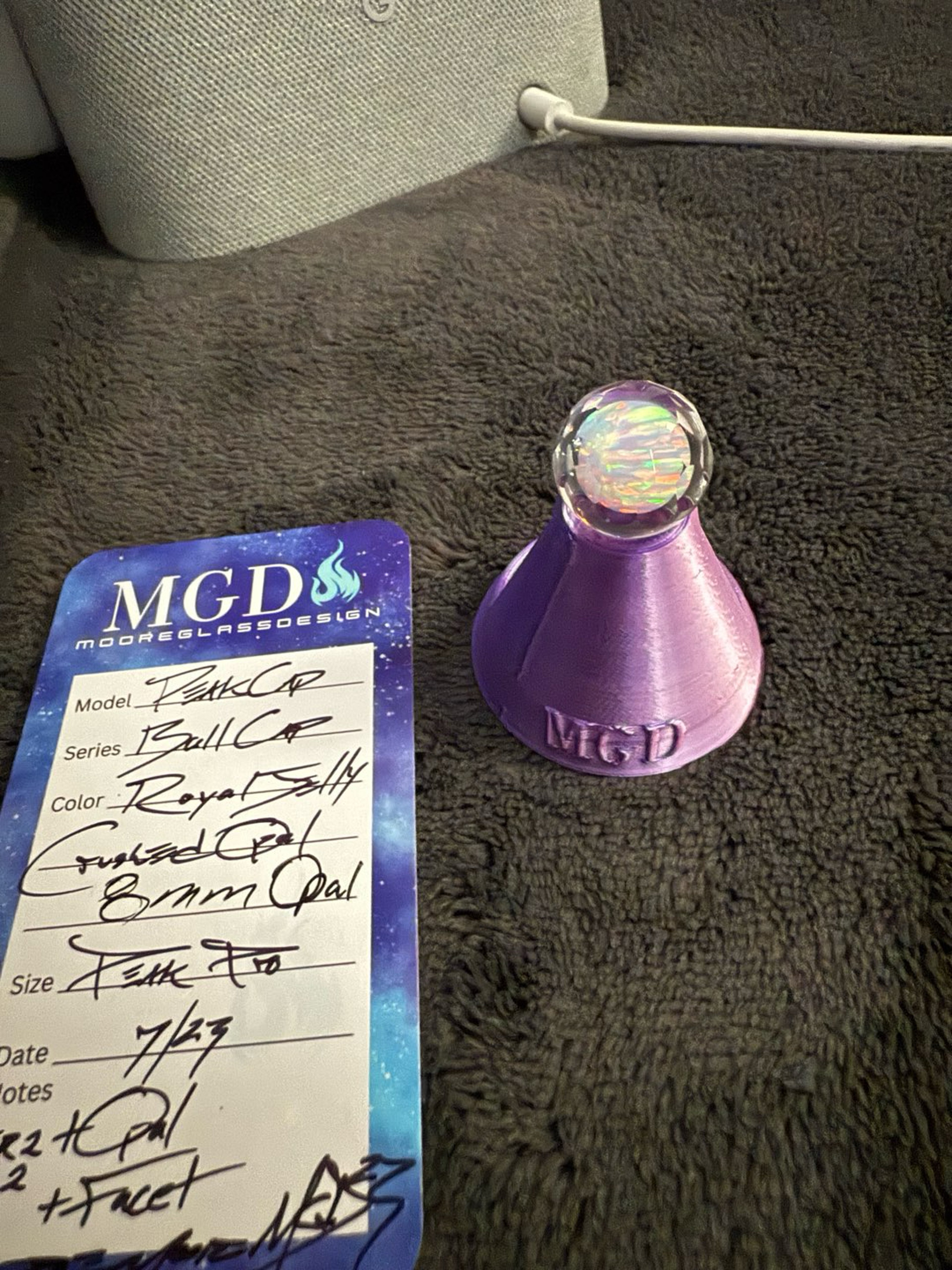 Preview pic of Moore glass designs puffco 8mm faucet opal ball cap