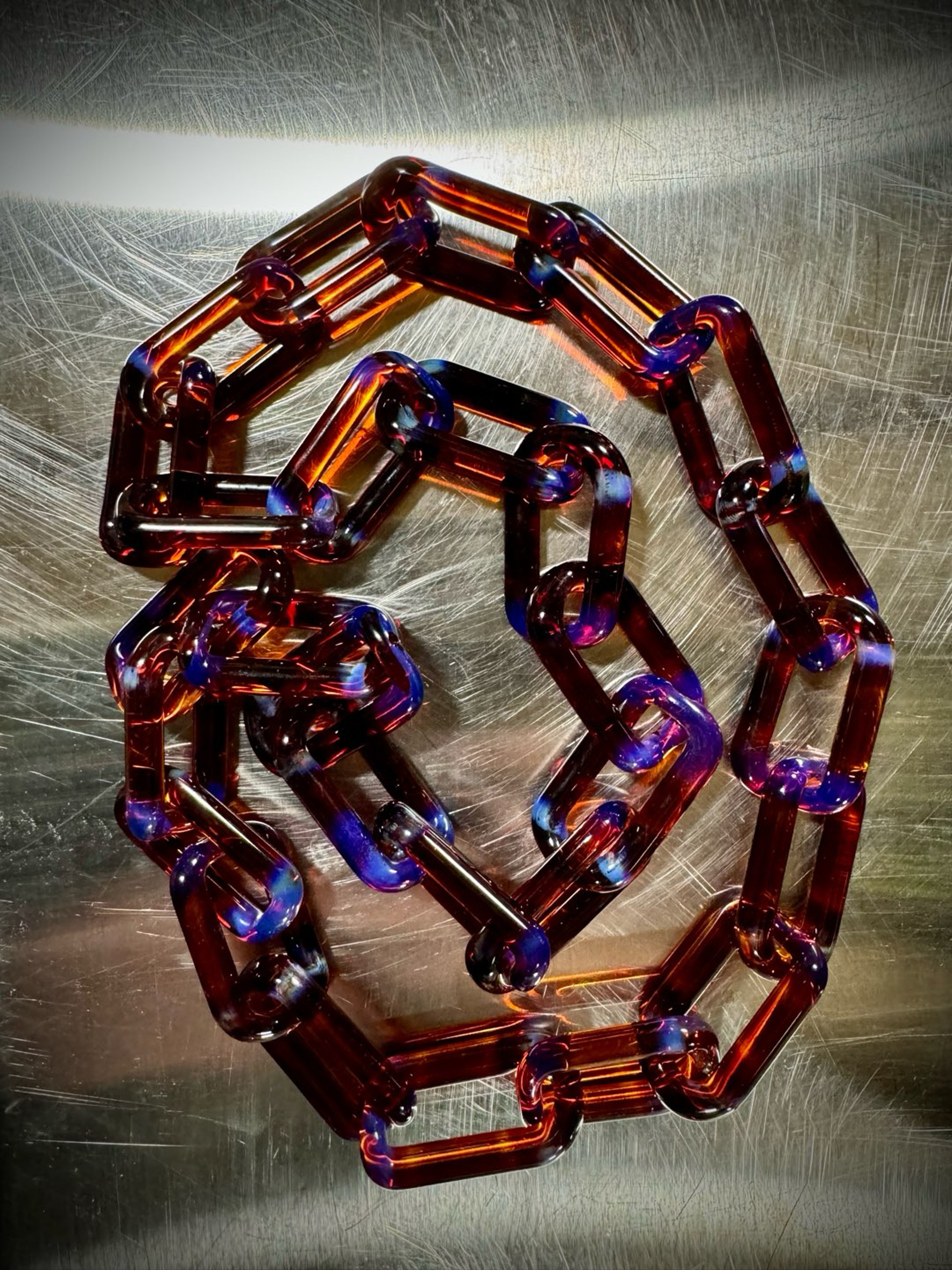 Preview pic of Glass Chain! Amber Purple links
