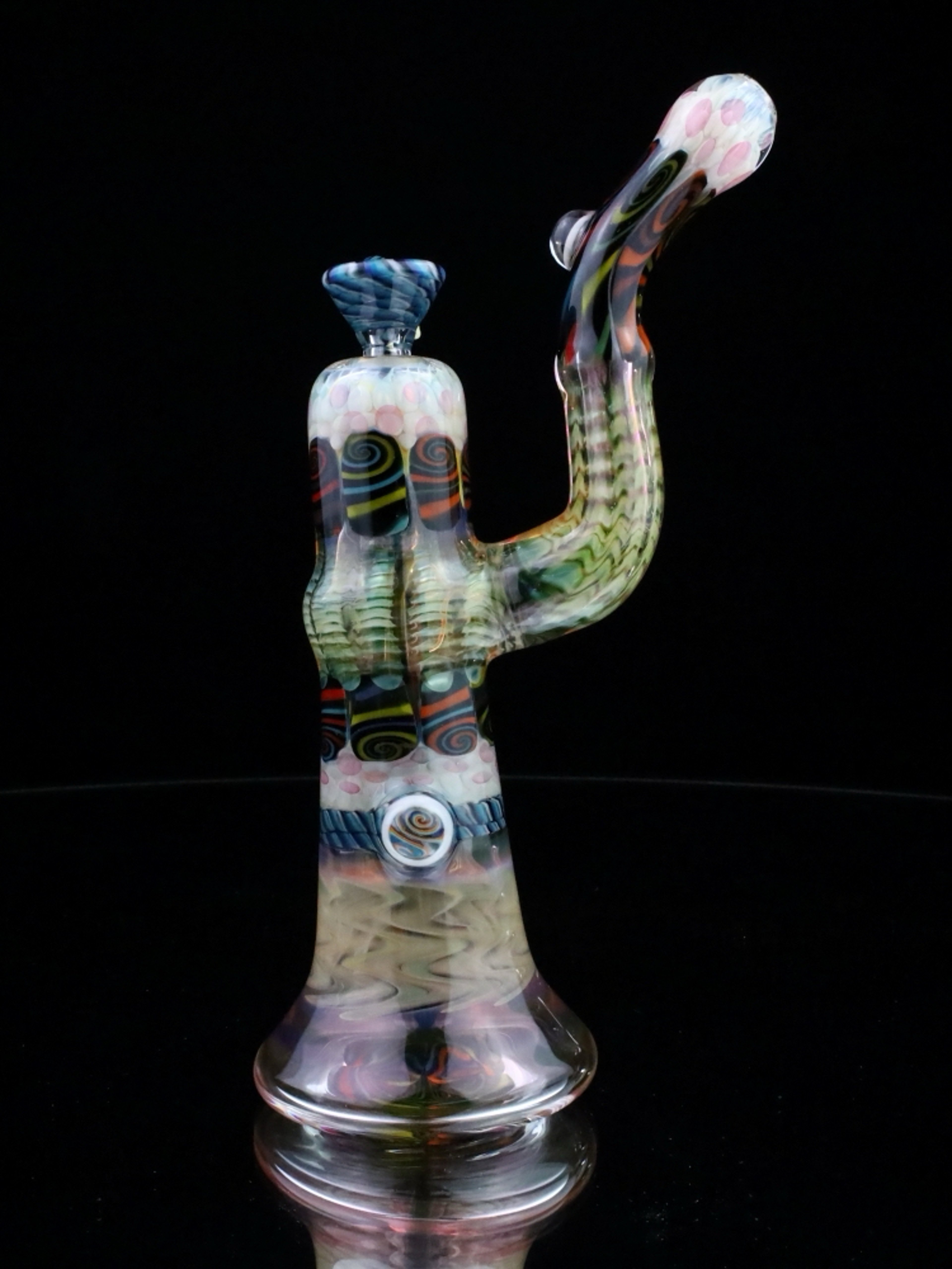 Preview pic of Chunk Glass Blue Thumbprint Bubbler